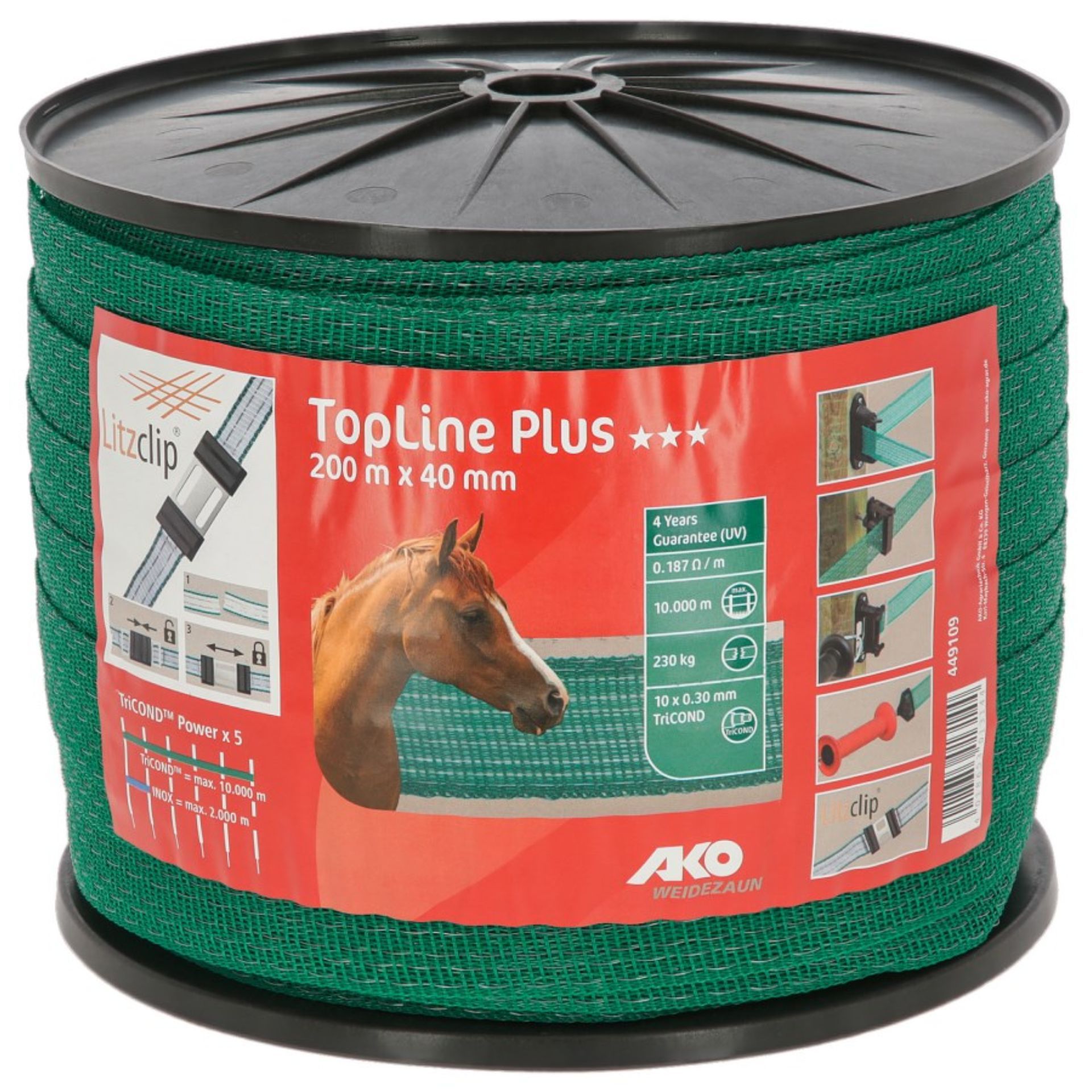 tape, horse fence, green tape, polypropylene, Topline Plus