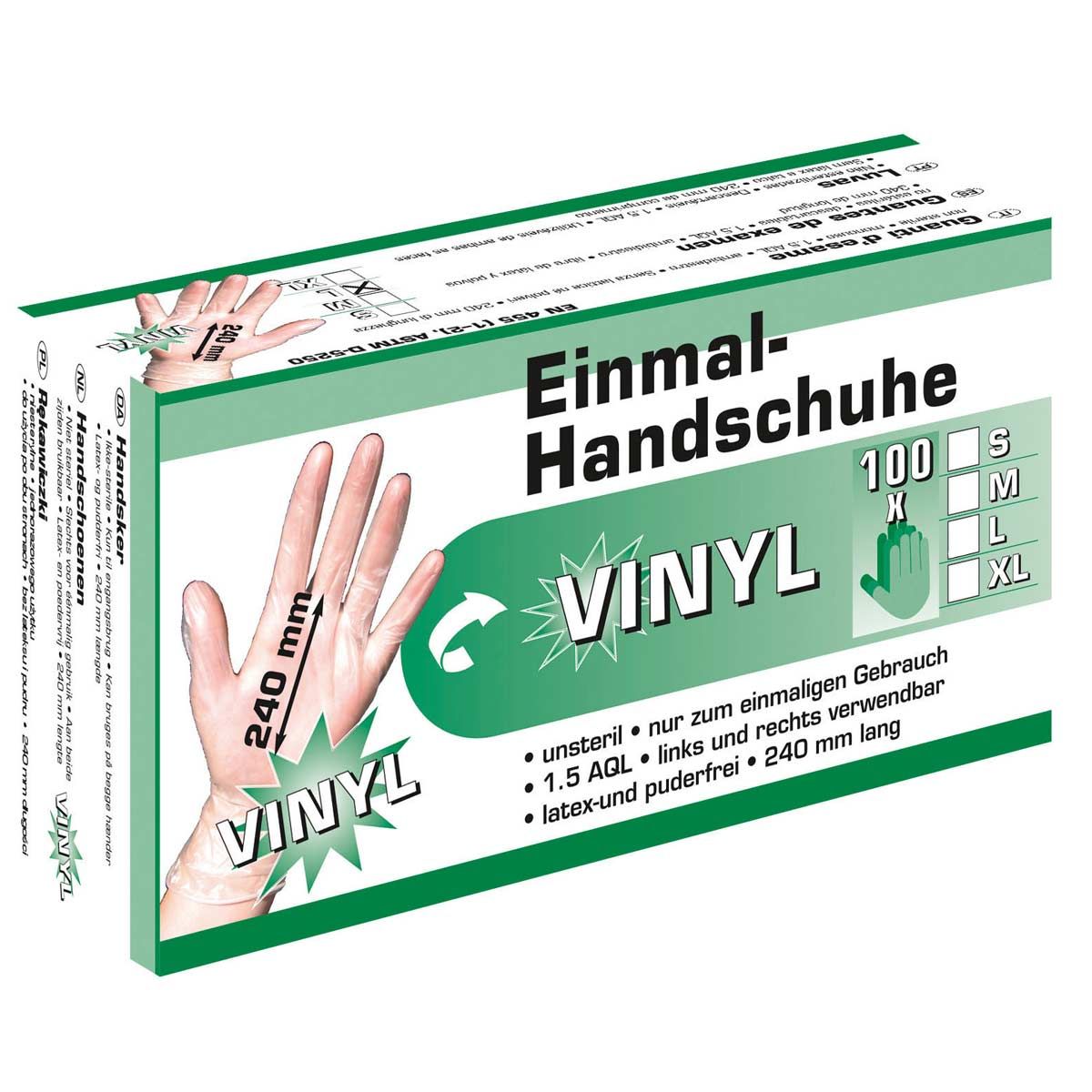 Kerbl Gants jetables en vinyle, sans latex ni poudre, 100 pièces, M