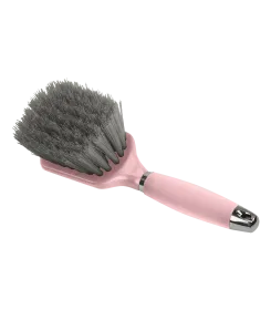 Pferdebürste mit rosa Griff und grauen Borsten