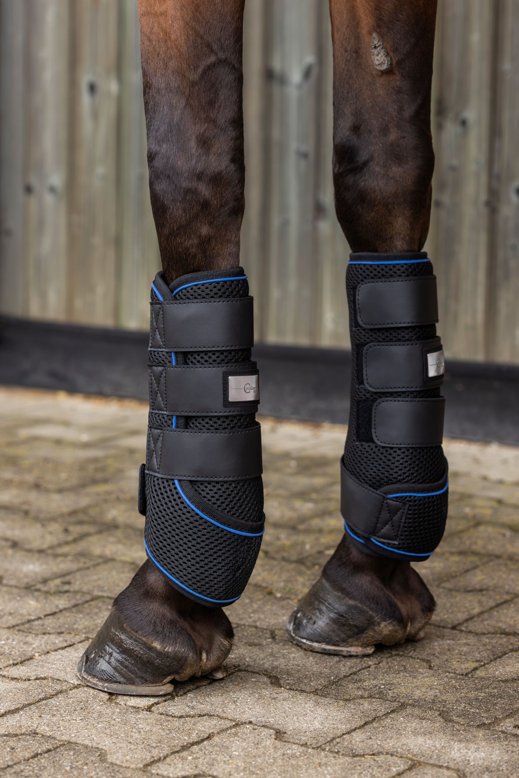  Pferdehufschutz, Beinprotektor, Mesh-Gewebe, SchwarzBlau, Reitsportausrüstung