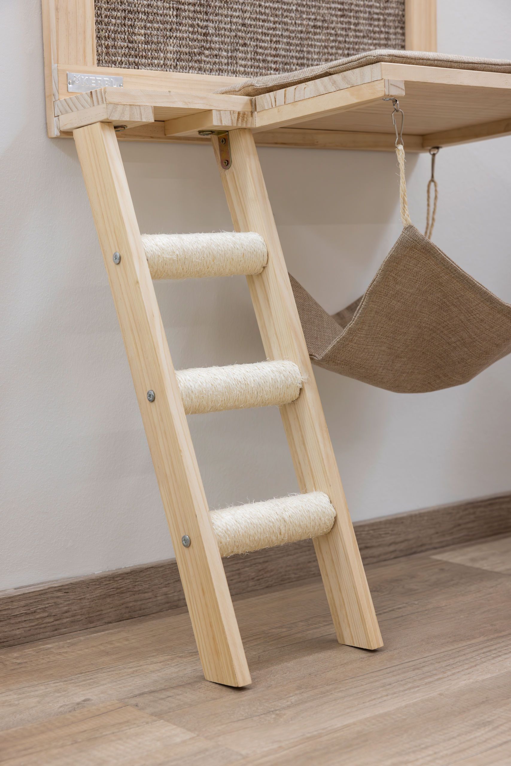 ladder, cat tree, rope stairs, wooden, hammock