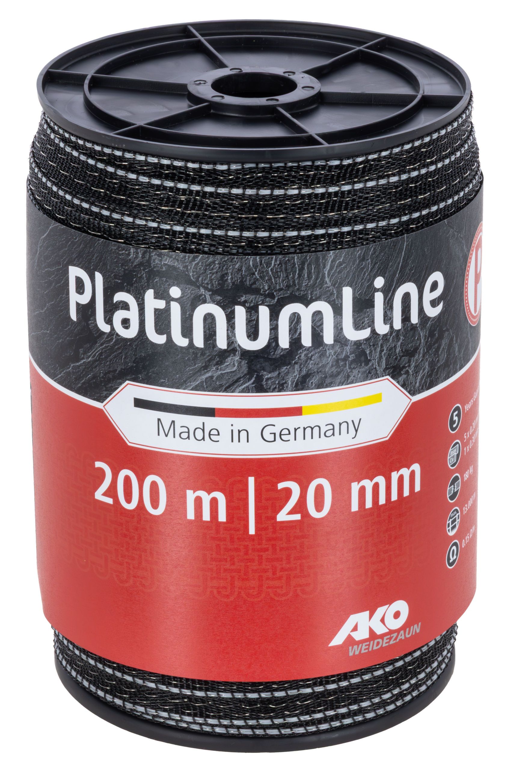 AKO PlatinumLine Weidezaunband 200 m, mit verzinnten Kupferdrähten, UV-stabil, Größenvarianten
