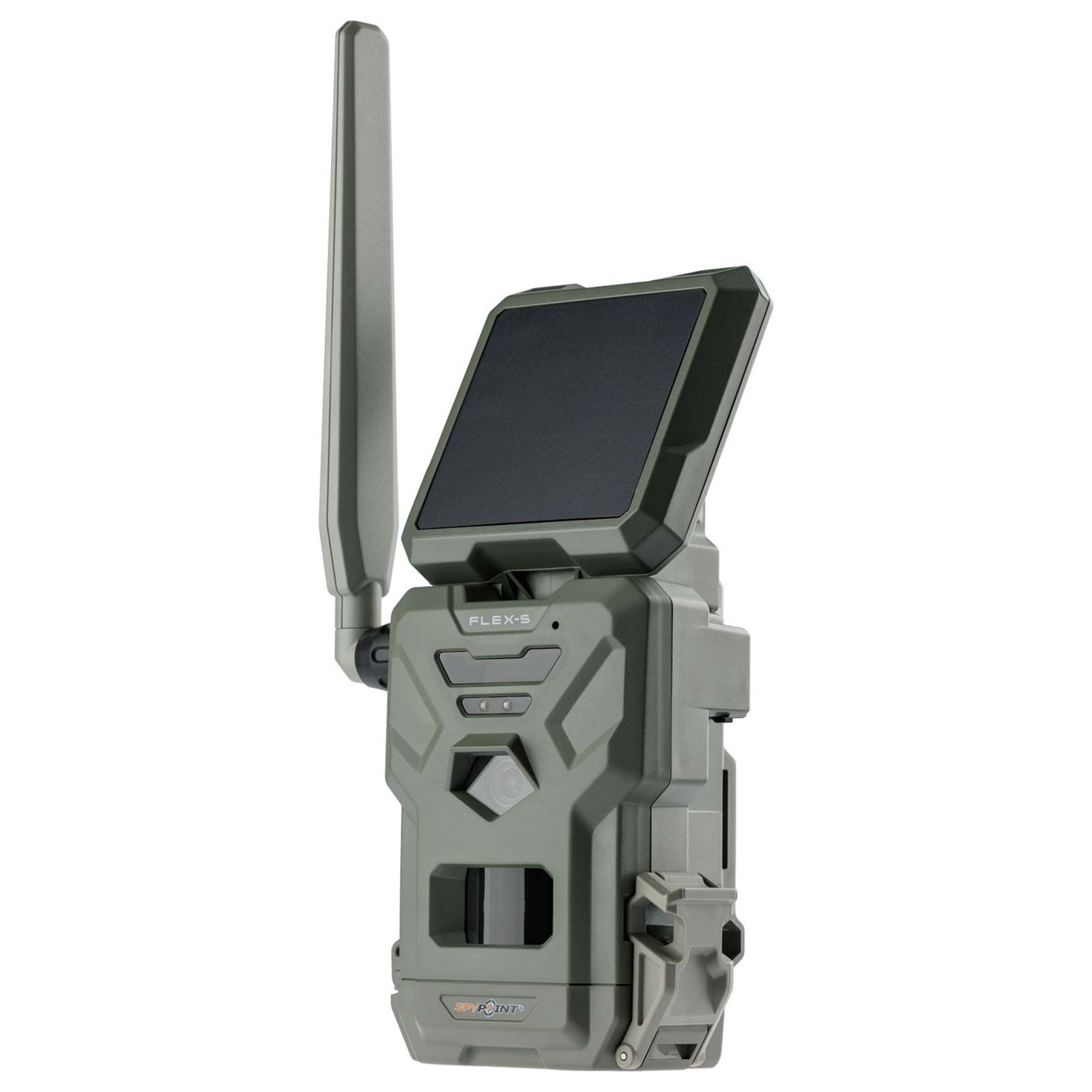 Spypoint Wildkamera FLEX-S mit Solarpanel, 36 MP, LTE, Seitenansicht, Solarpanel