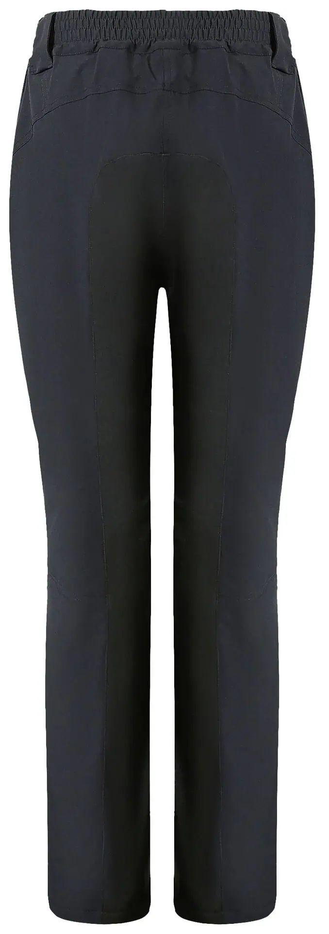dark riding breeches with elastic waistband, back view with knee patches