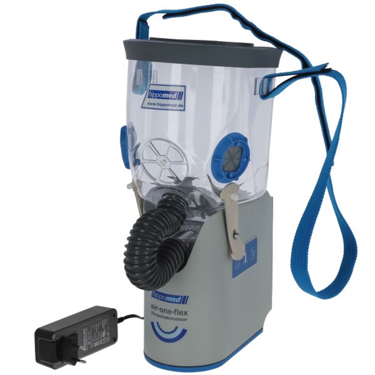 Hippomed Air One Flex ultraljudsinhalator häst, varmblodsmask, batteri