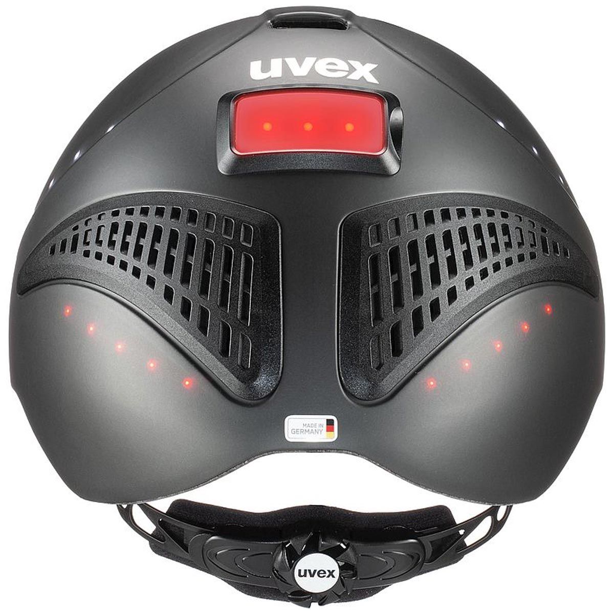 uvex exxential 2 LED Reithelm mit Helmbeleuchtung, schwarz matt, Rückansicht