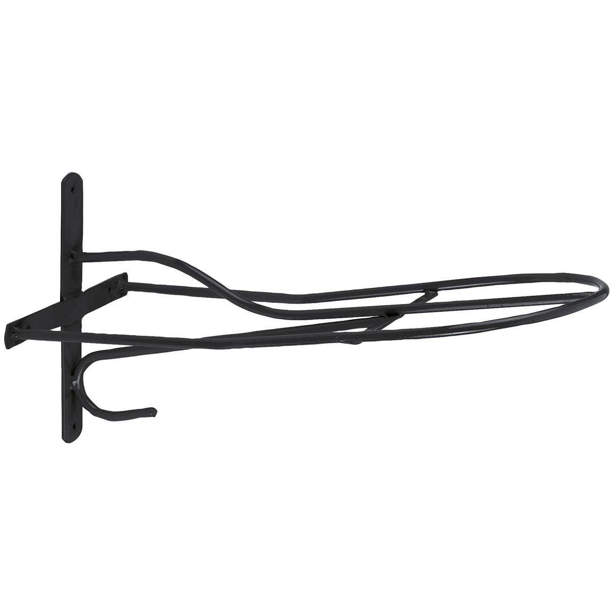 Black metal saddle rack for wall mounting