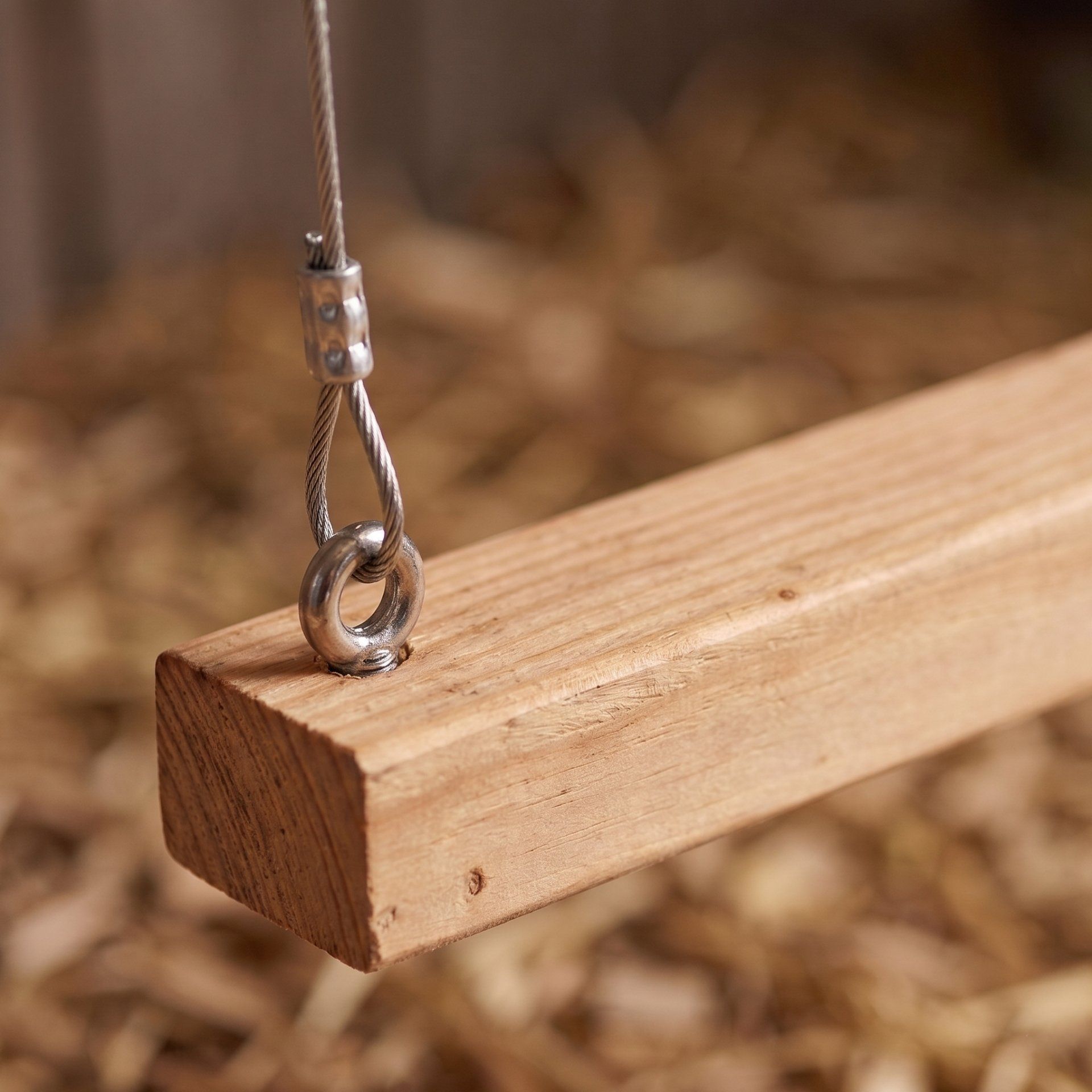 holz, schaukel, metallring, seil, außenbereich