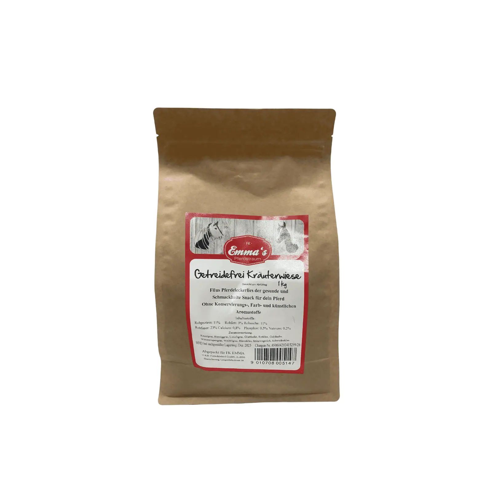 Friandise Emmas Horse Herbes de prairie sans céréales, emballage