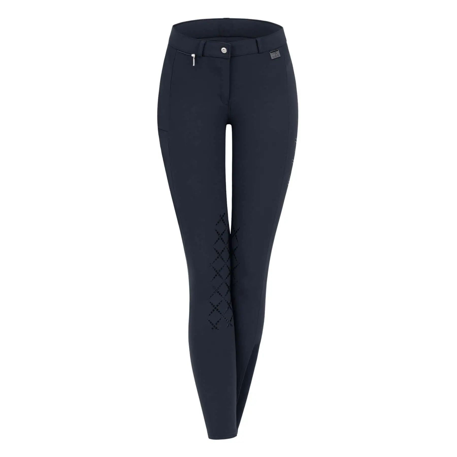 Pantalon d'équitation ELT Micro Genou Silicone, coupe classique, bleu nuit 164