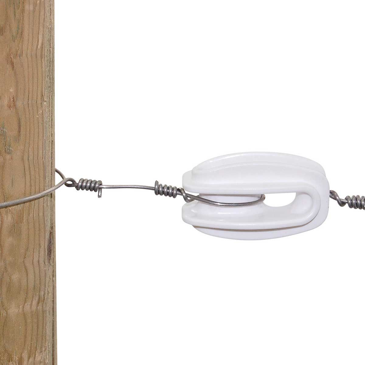 10x Strain insulator polyamide for steel wire white, in use, insulator