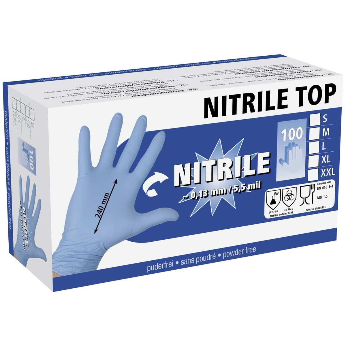 Engångshandskar Nitril Top, förpackning