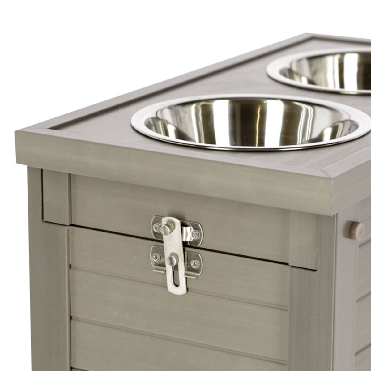 Kerbl Bar à repas ECO surélevée pour chien avec rangement, détail, fermeture