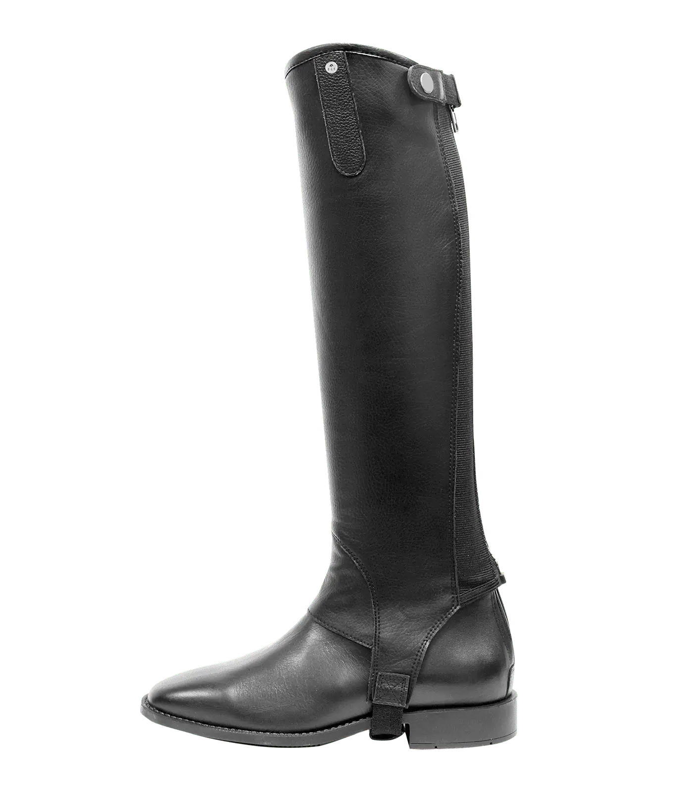 Mini-chaps ELT Exclusive, chaps équitation élastiques avec cuir, noir, M