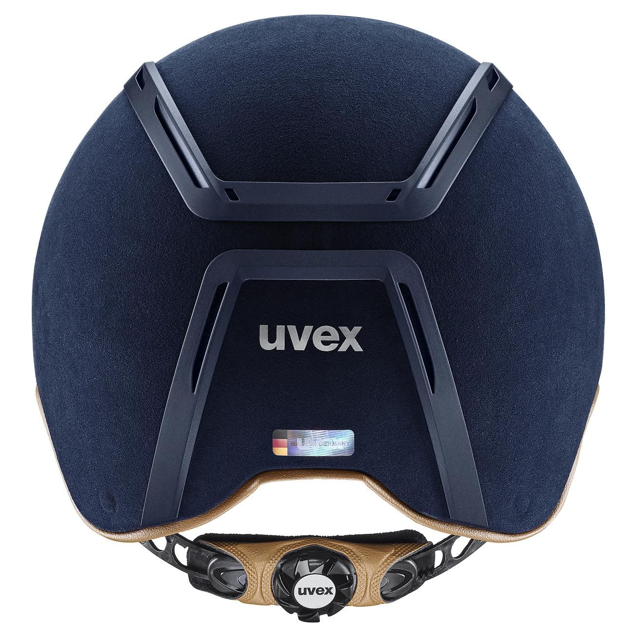 casque d'équitation uvex exxeed classical, bleu marine, vue arrière