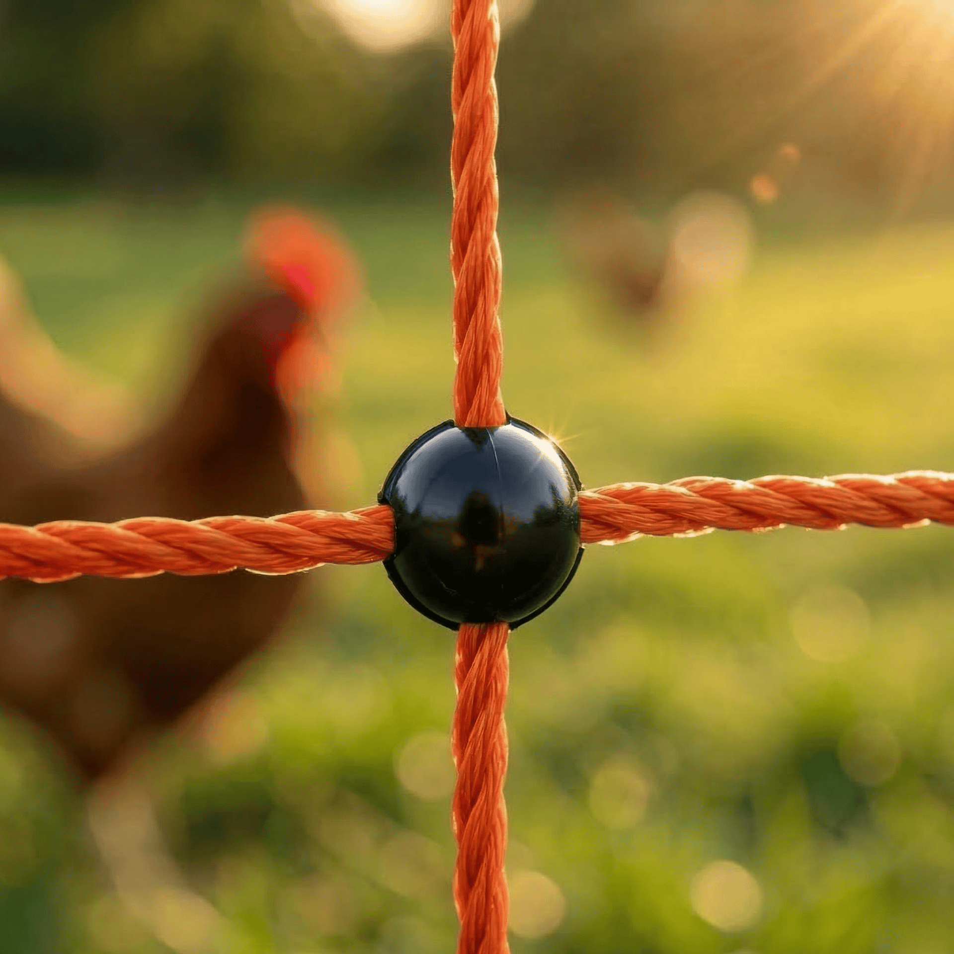 Agrarzone Poultry Net Classic electrificable, double tip, orange, detail view, insulator