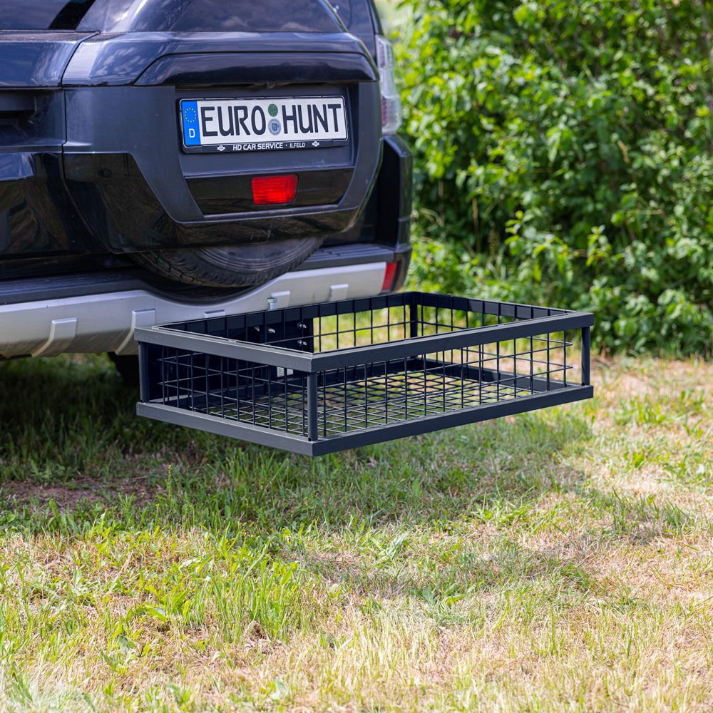 Eurohunt Heckträger beschichtet für die Jagd, 890 x 585 x 200 mm, im Einsatz