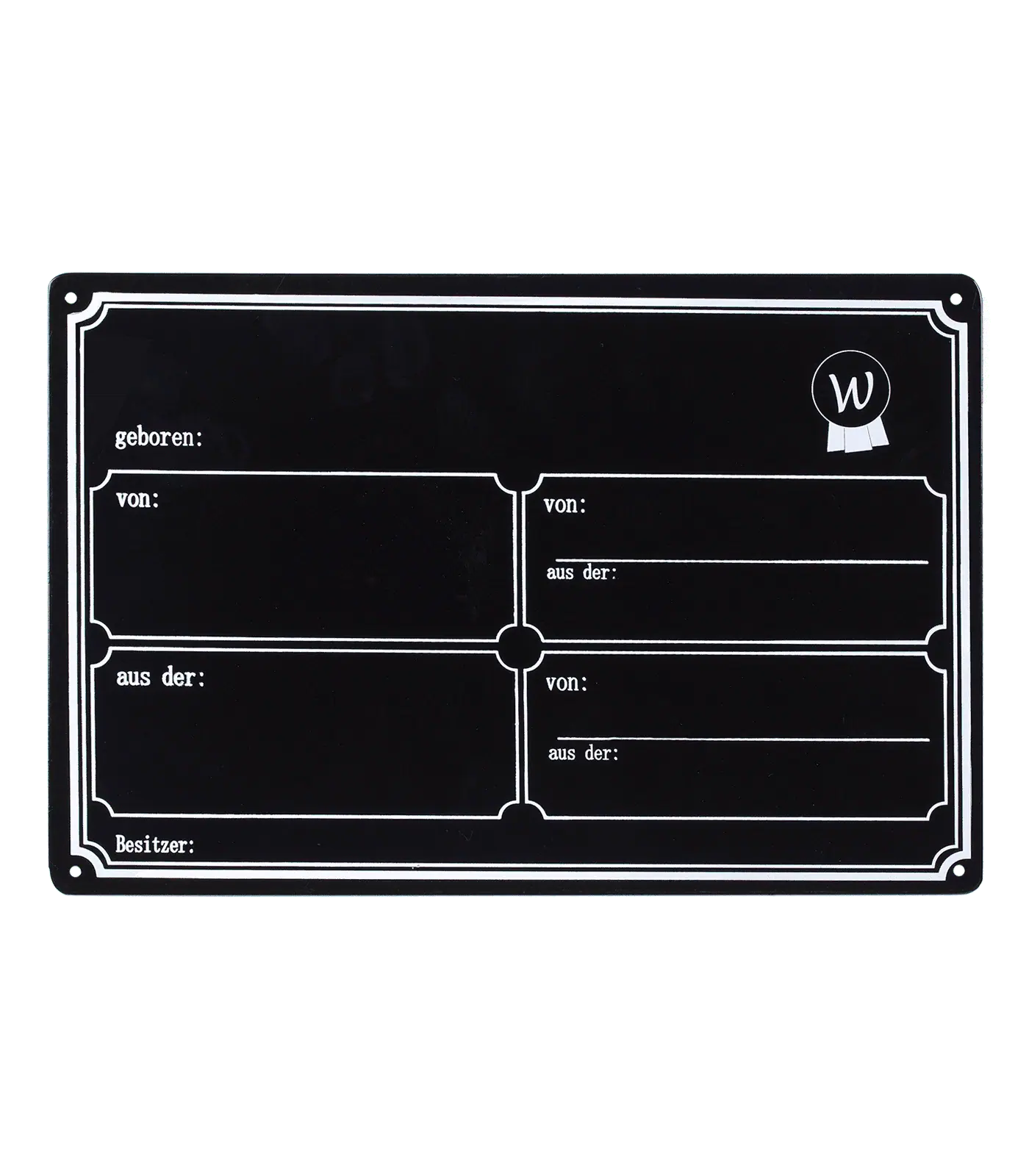 Targhetta box Waldhausen in metallo nero, scrivibile, 20 x 30 cm