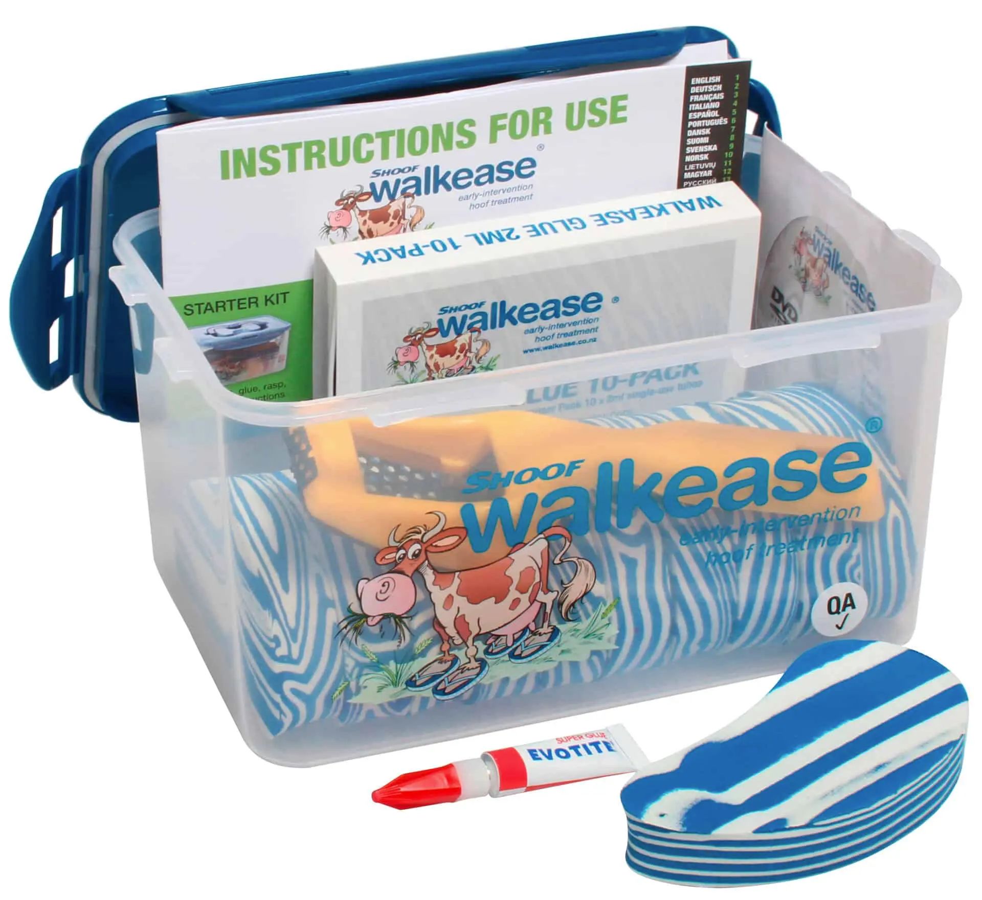 Kerbl Walkease Klauenblock-Starter-Set, EVA-Klotz mit Sekundenkleber, Lieferumfang