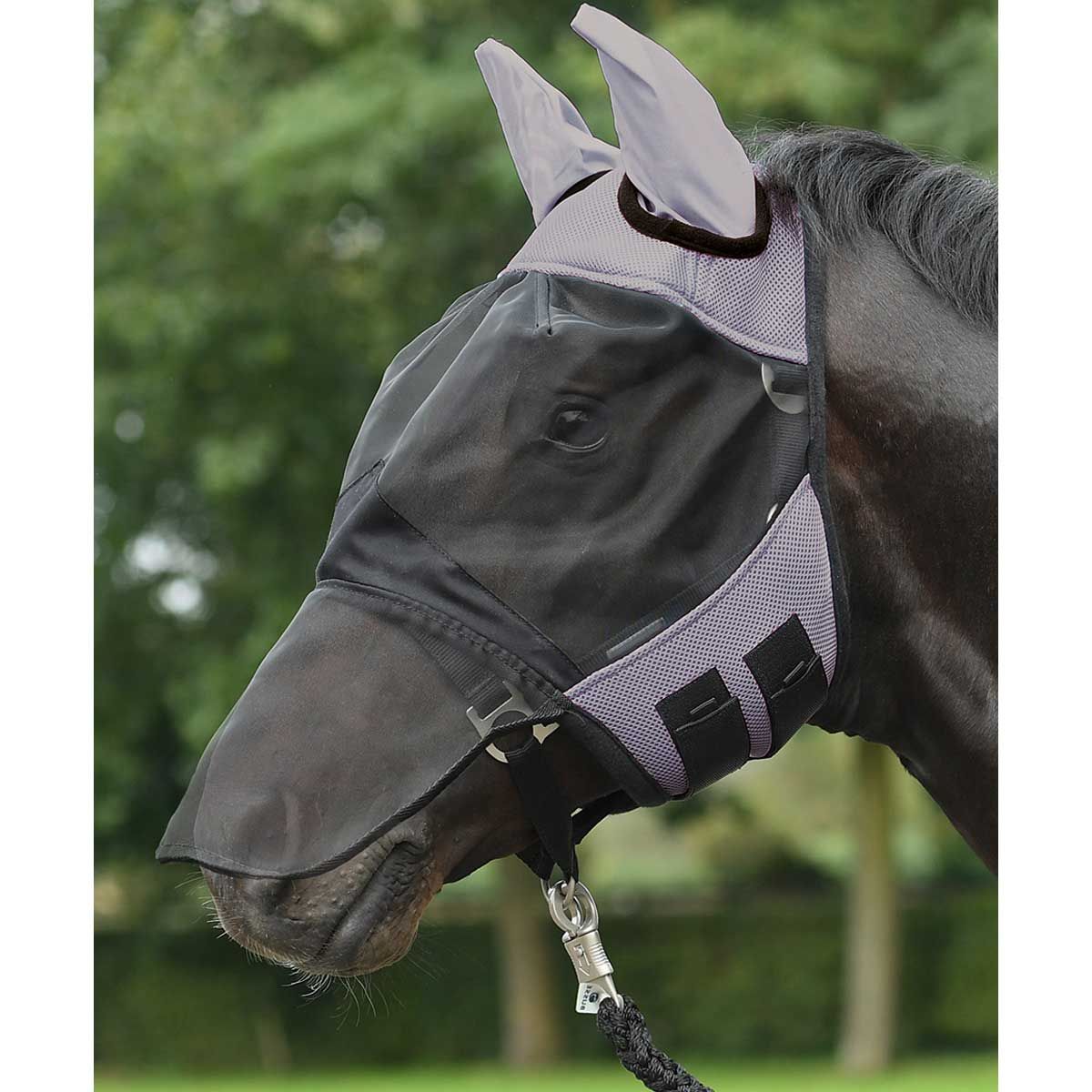 BUSSE Masque anti-mouches FLY COVER PRO avec protection des naseaux, gris/noir Shetty