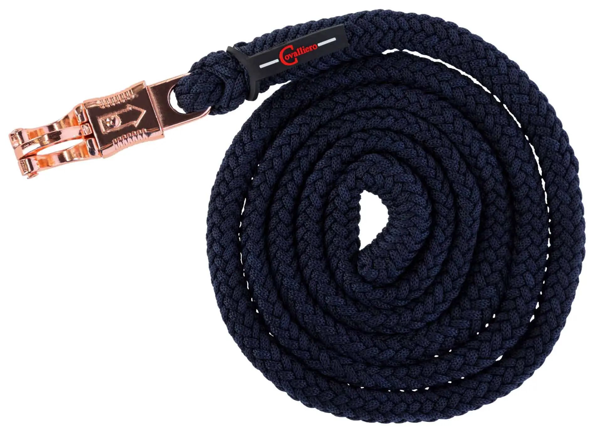 Longe Classy Covalliero, longe robuste pour cheval, bleu marine, fermoir panique
