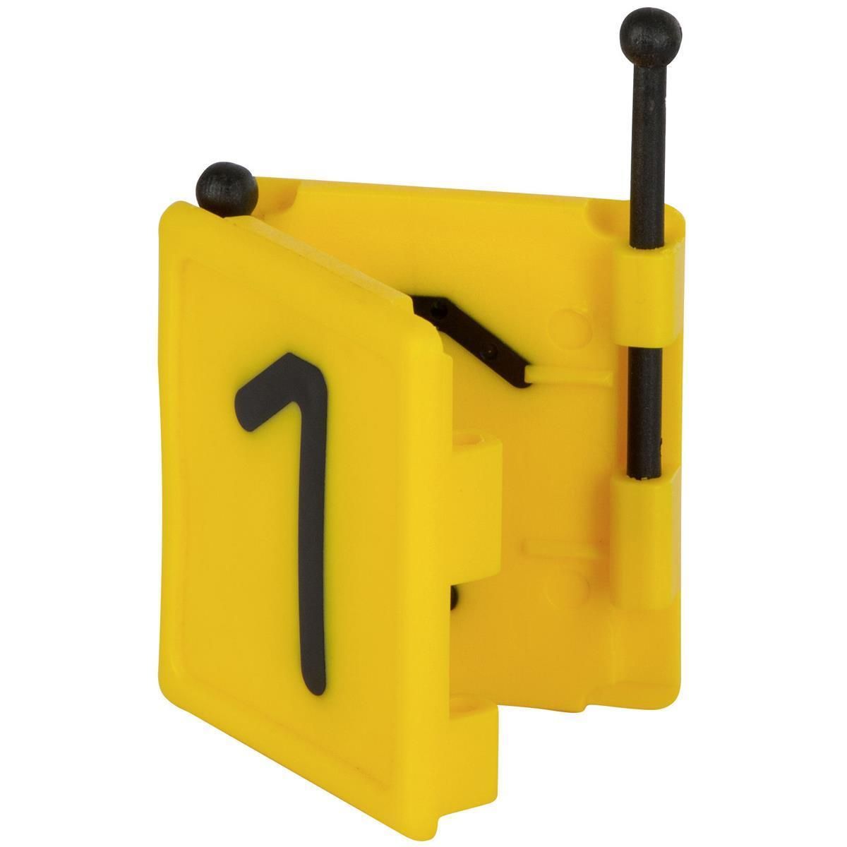 Kerbl numéro de collier Duo à un chiffre, lot de 6, chiffre 1 jaune