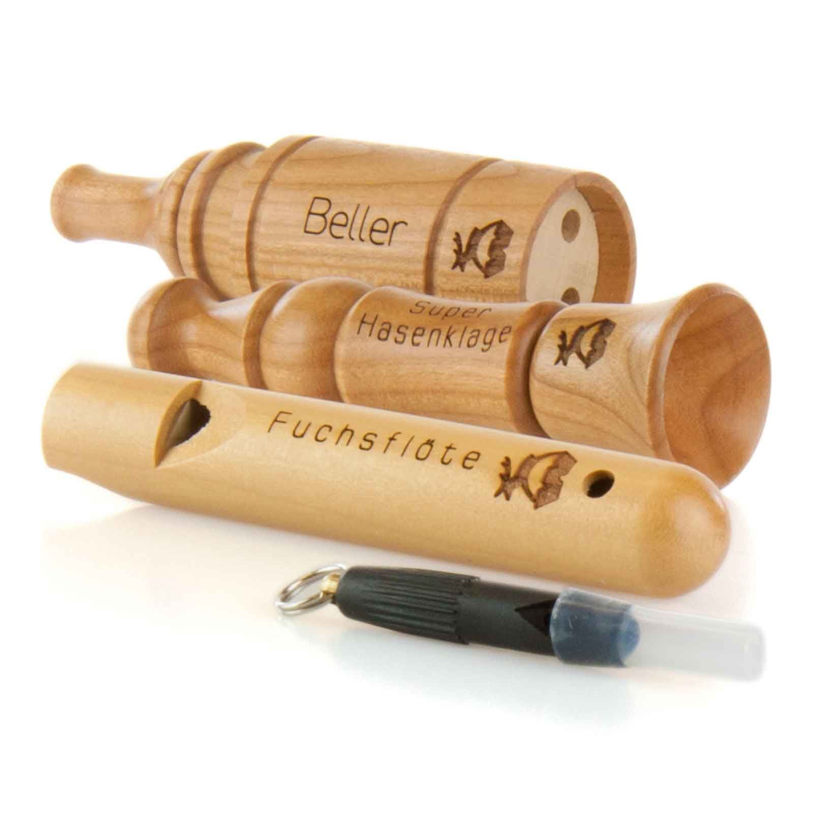 Weisskirchen Set d'appeaux de chasse au renard avec étui en feutre