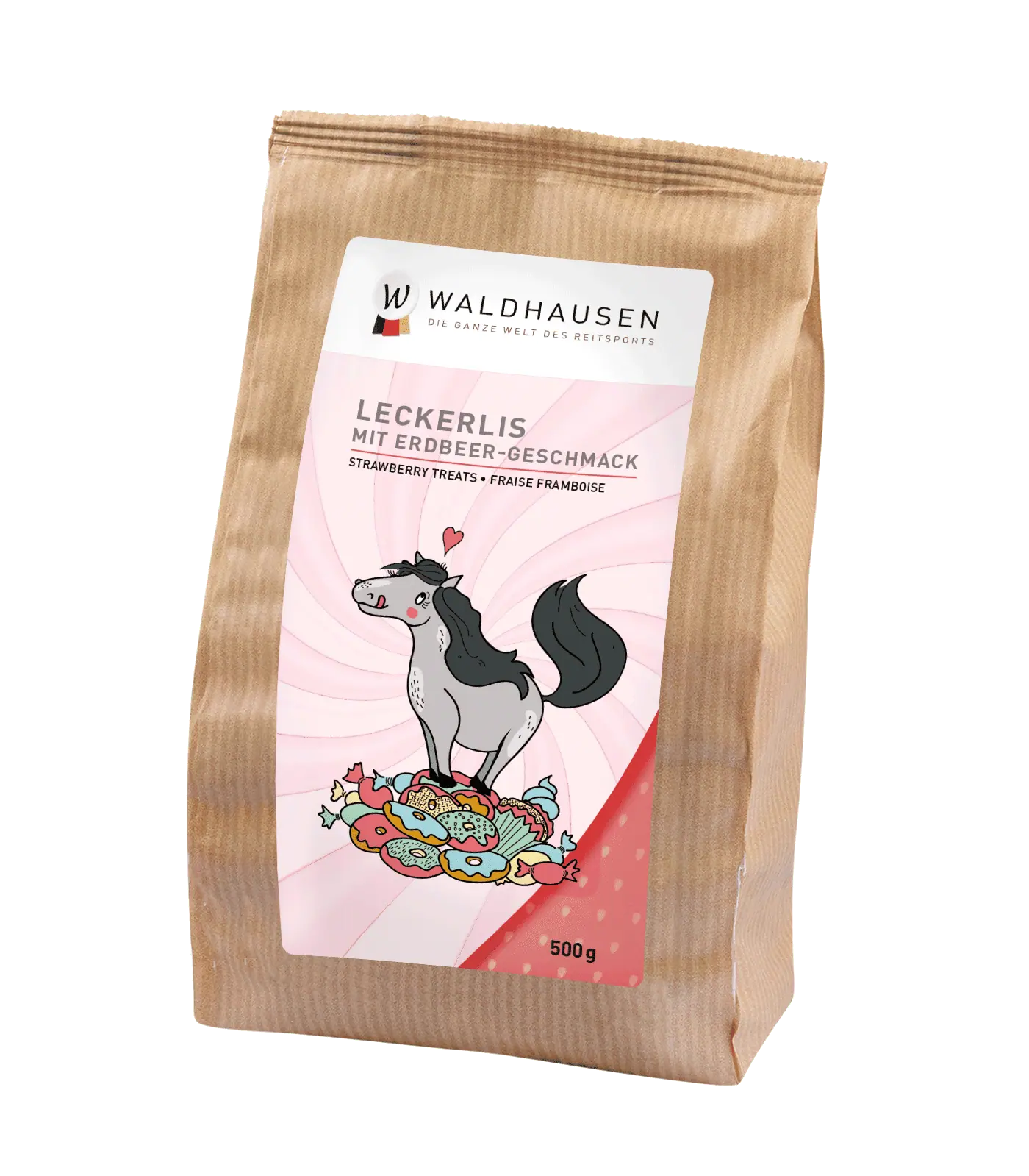 Waldhausen Kids Biscotti a Cuore Fragola, Snack Cavallo 500g, confezione