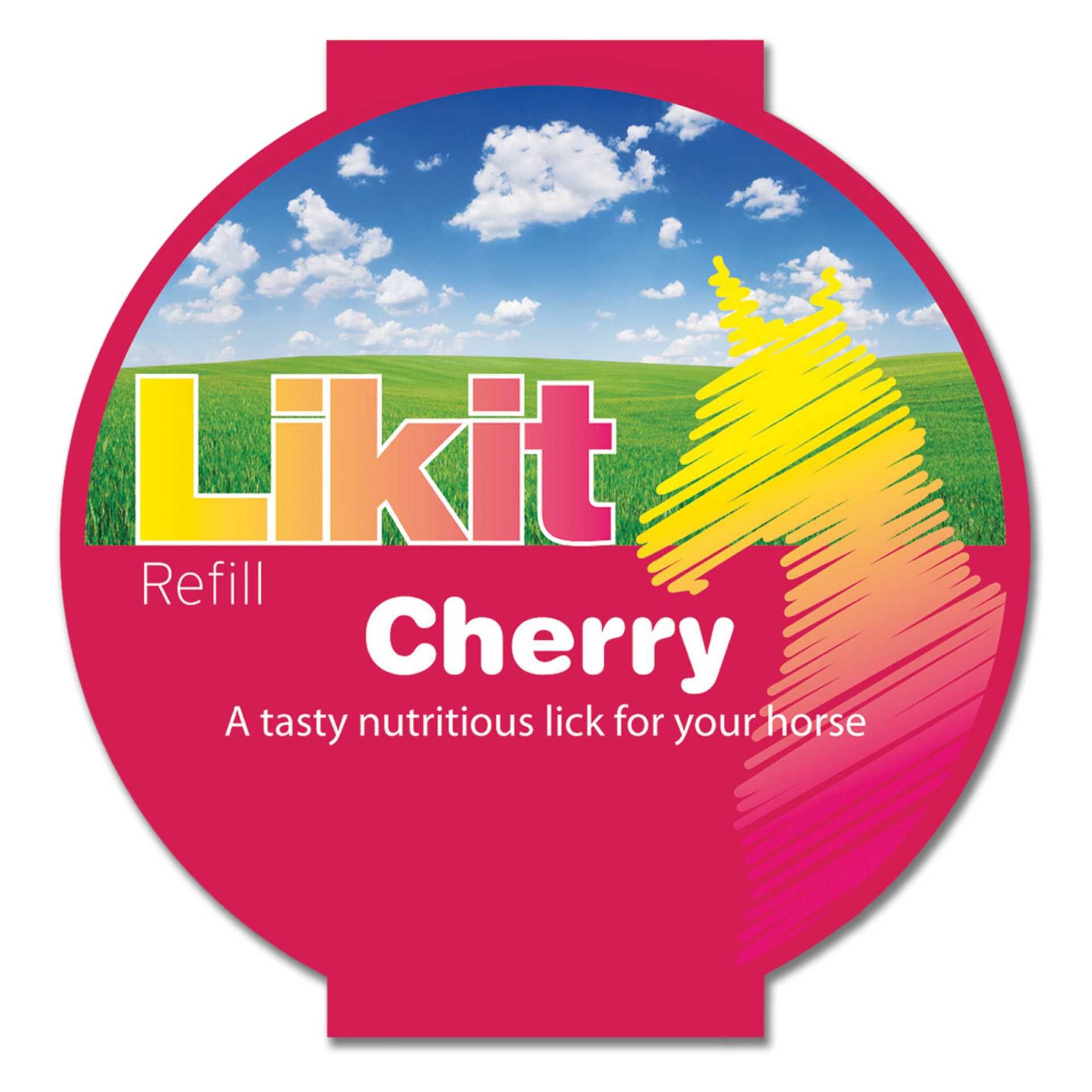 Likit Ricarica 625 g, Ciliegia, Gioco per Cavalli, etichetta