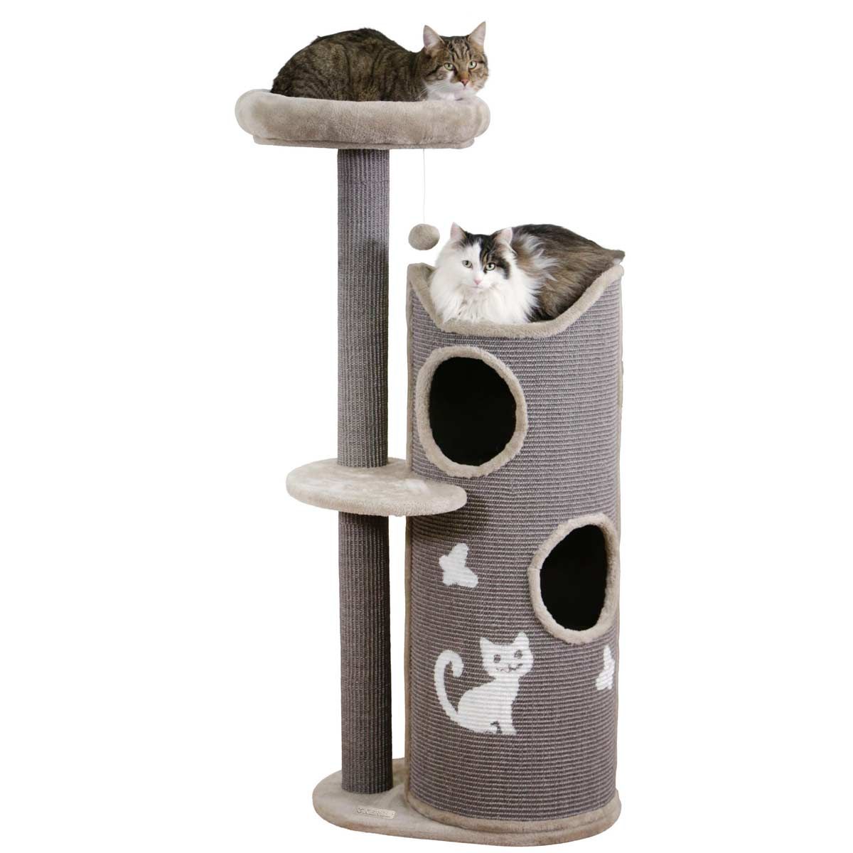 Kerbl Cat Tree Tiana with Scratching Barrel, 130 cm, in use
