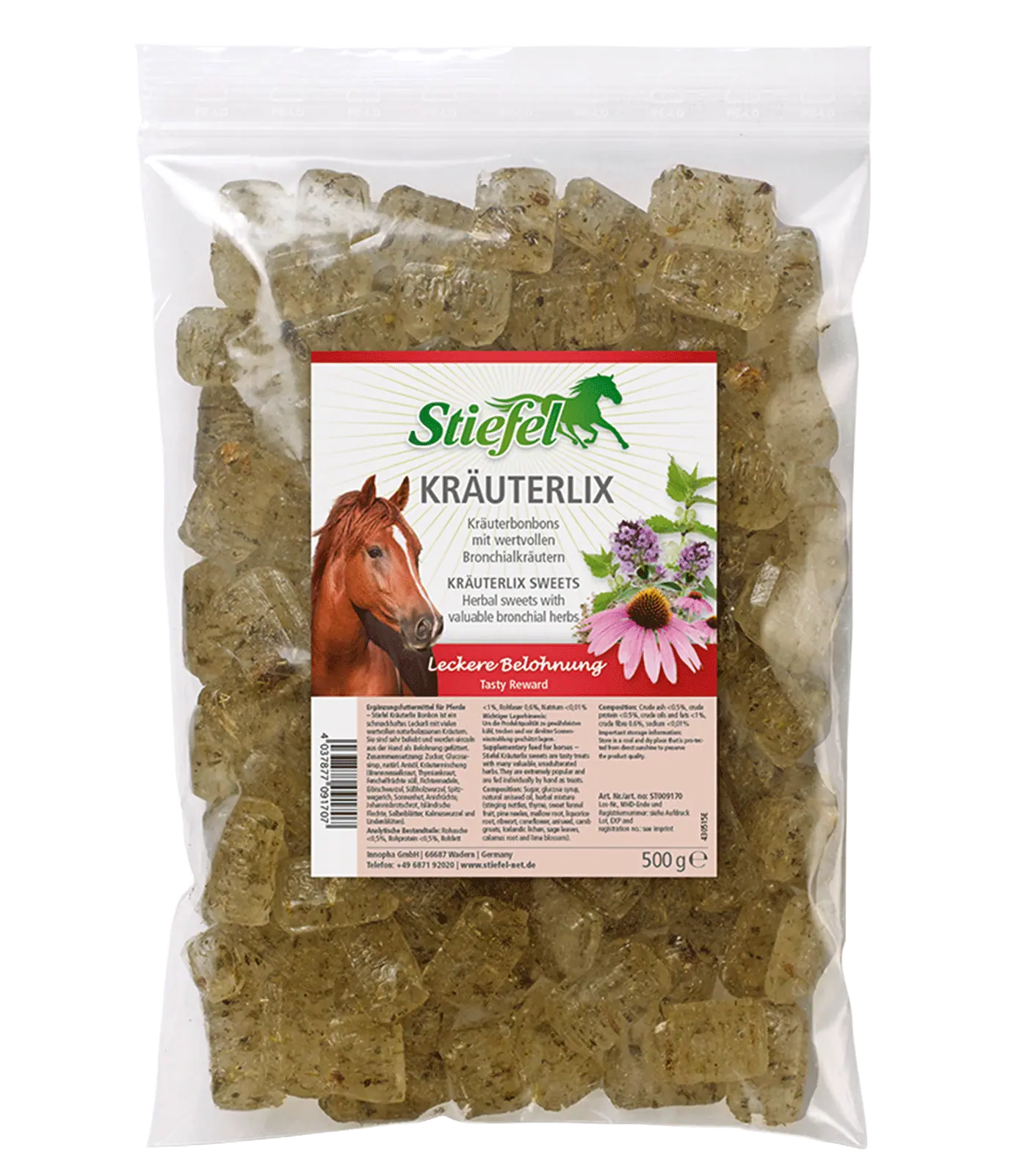 Stiefel Kräuterlix Bonbons Herbal Treats for Horses, 500 g, packaging
