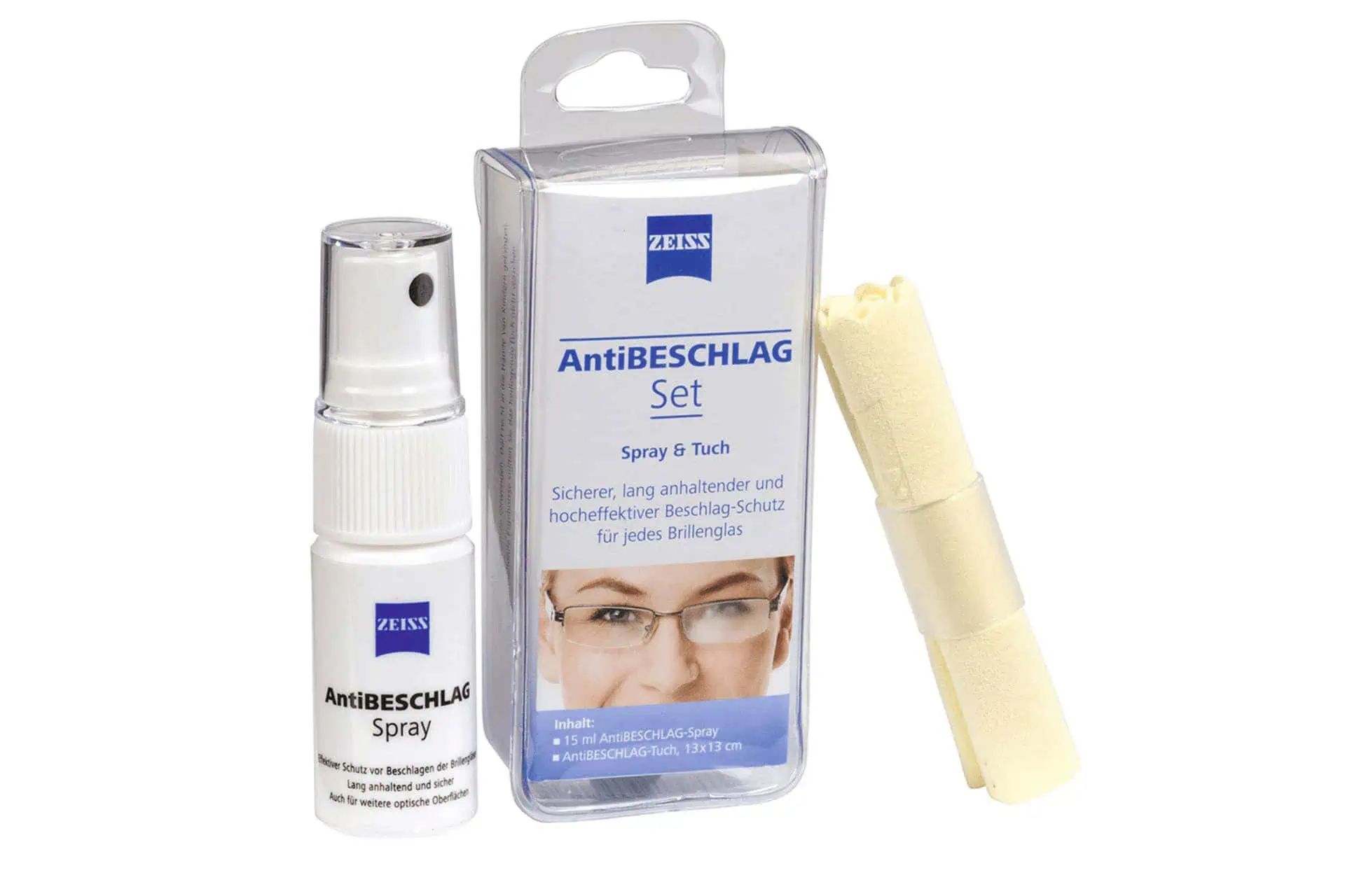 Kit antibuée ZEISS, Spray & Chiffon, 15 ml, Vision Claire, emballage