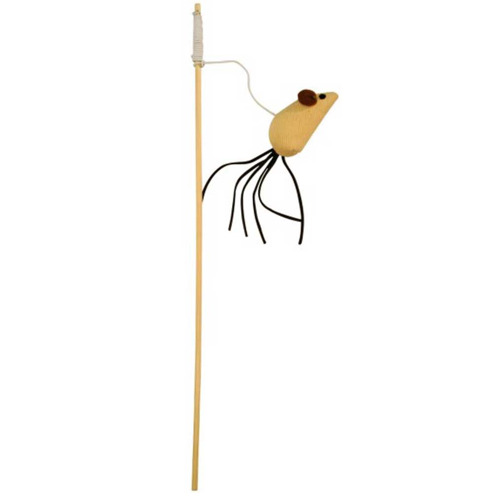 Kerbl Canna da Pesca Gioco Topo Nature 40 cm in Lino per Gatti