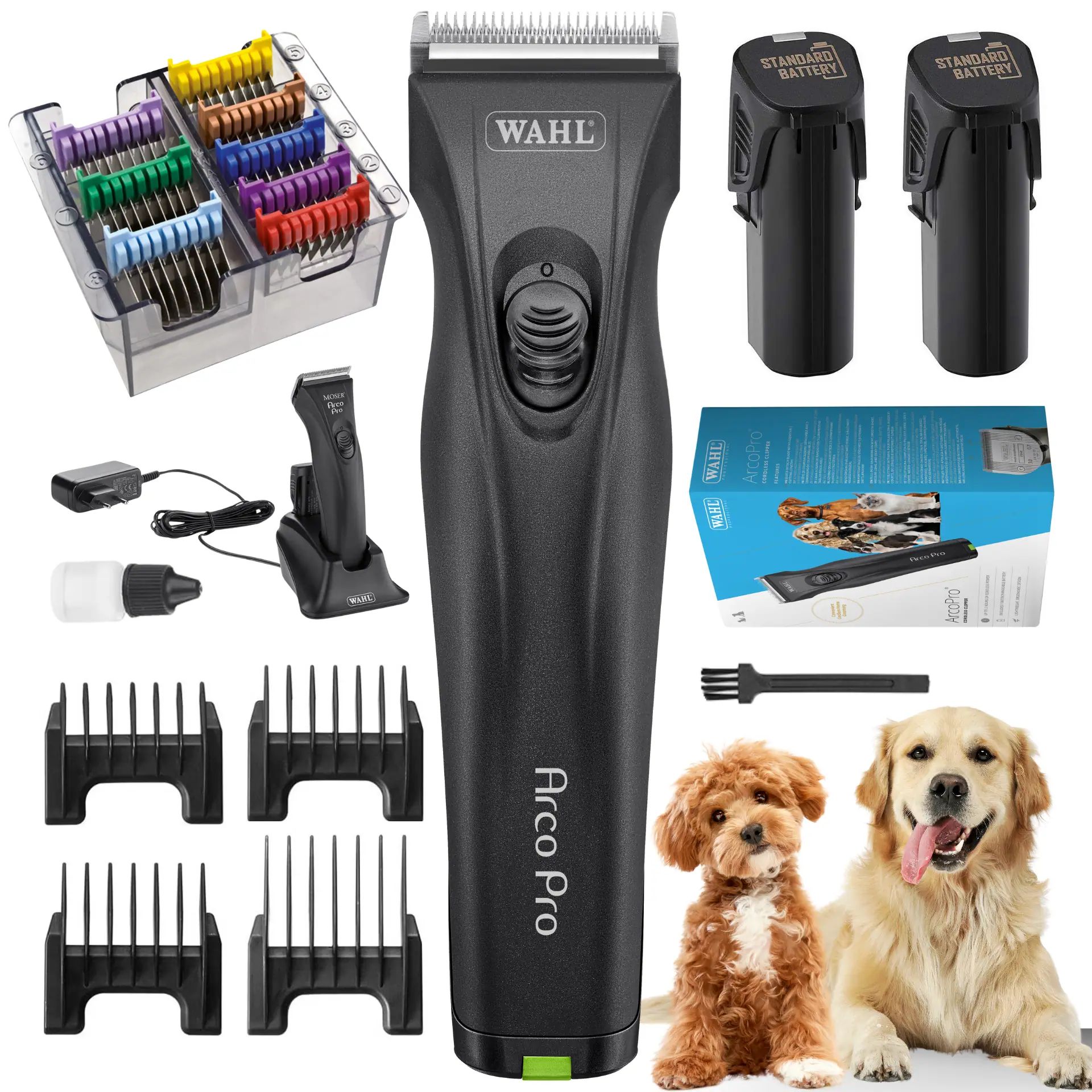 Wahl Arco Pro Hunde-Schermaschine mit Aufsteckkamm Set 2x Akku