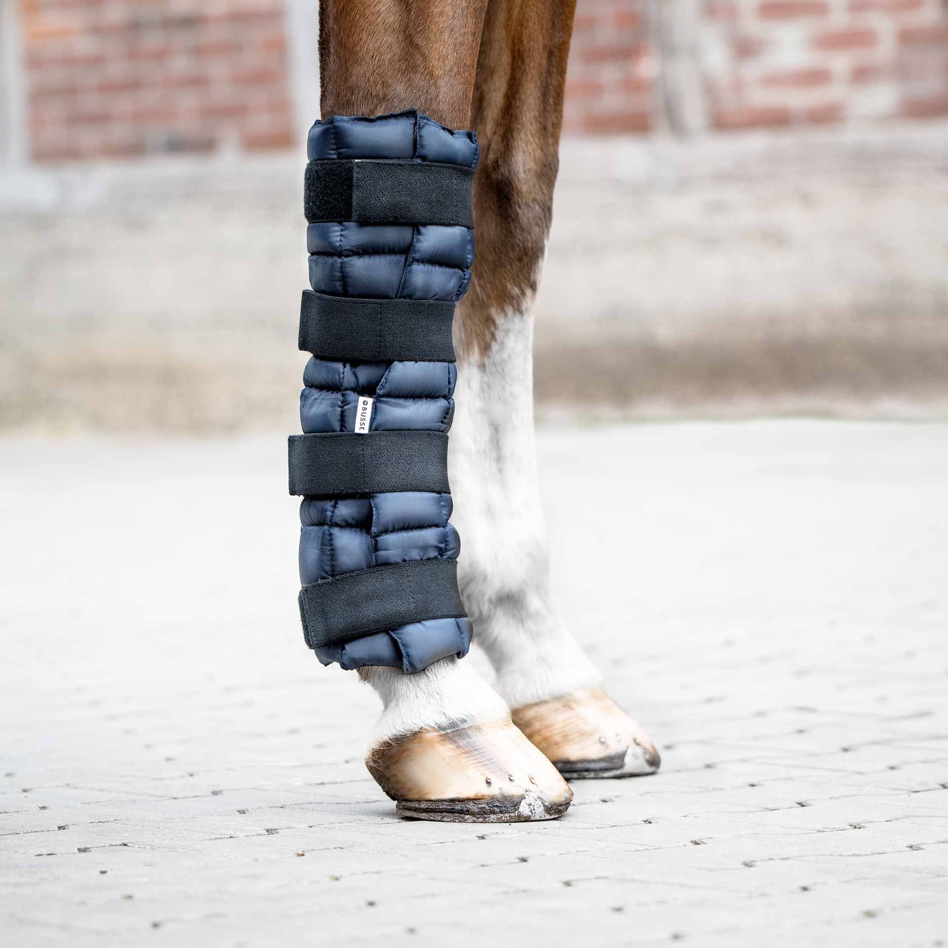 BUSSE Kühlgamasche COOL OFF Pferd, navy, 47 x 42 cm, im Einsatz, im Stall