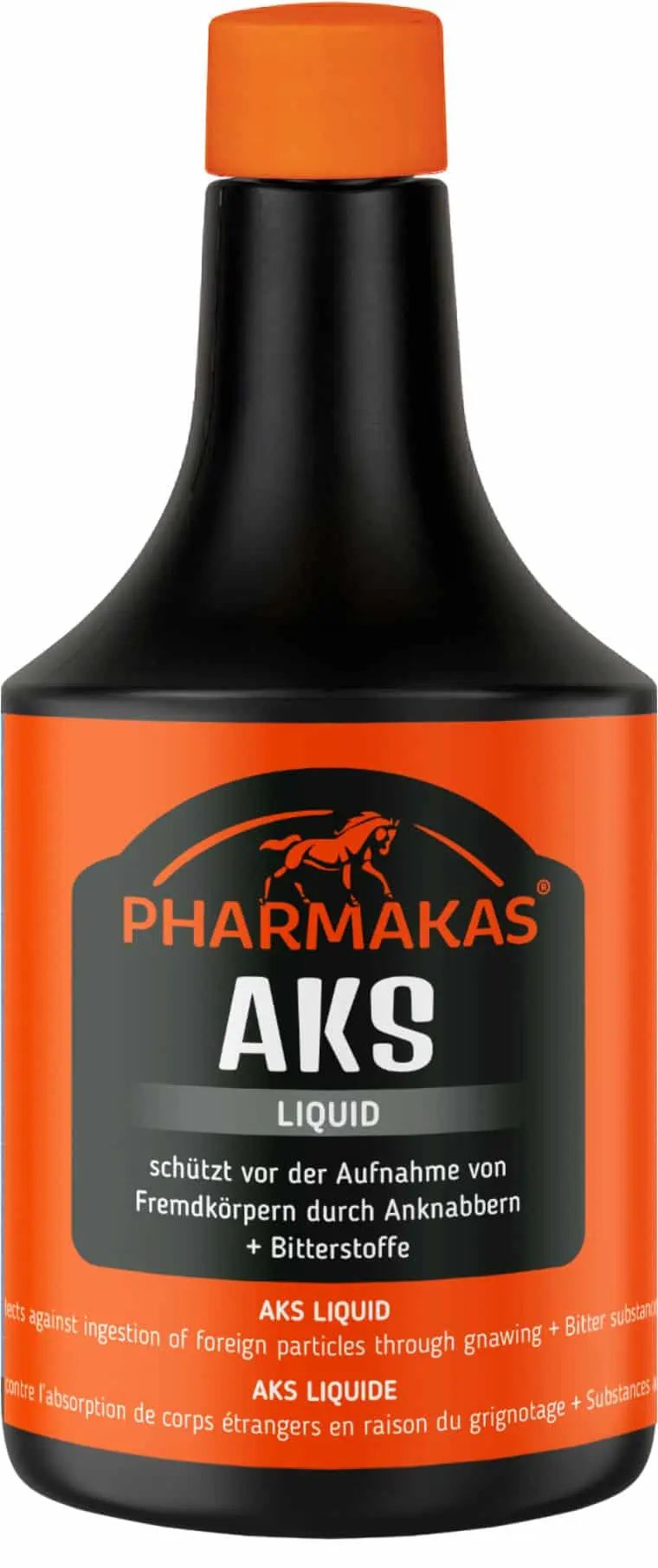 Pharmakas AKS Liquid rágásgátló folyadék lovaknak, 500 ml, csomagolás