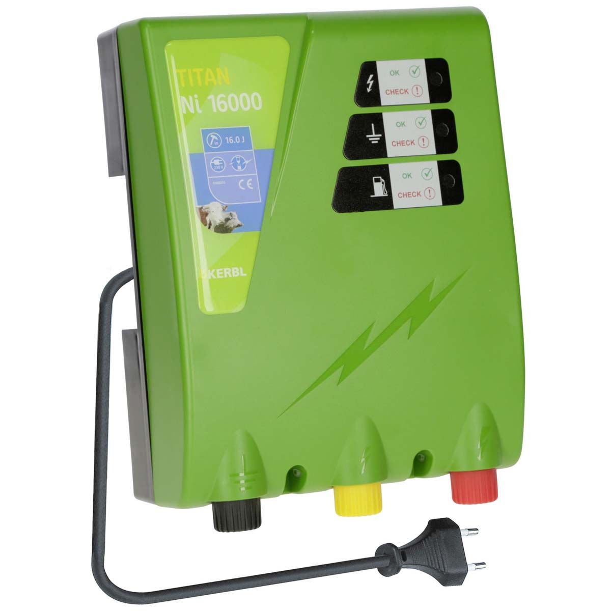 Kerbl TITAN Ni 16000 villanypásztor készülék, 230V, 16 Joule, kezelőelemek