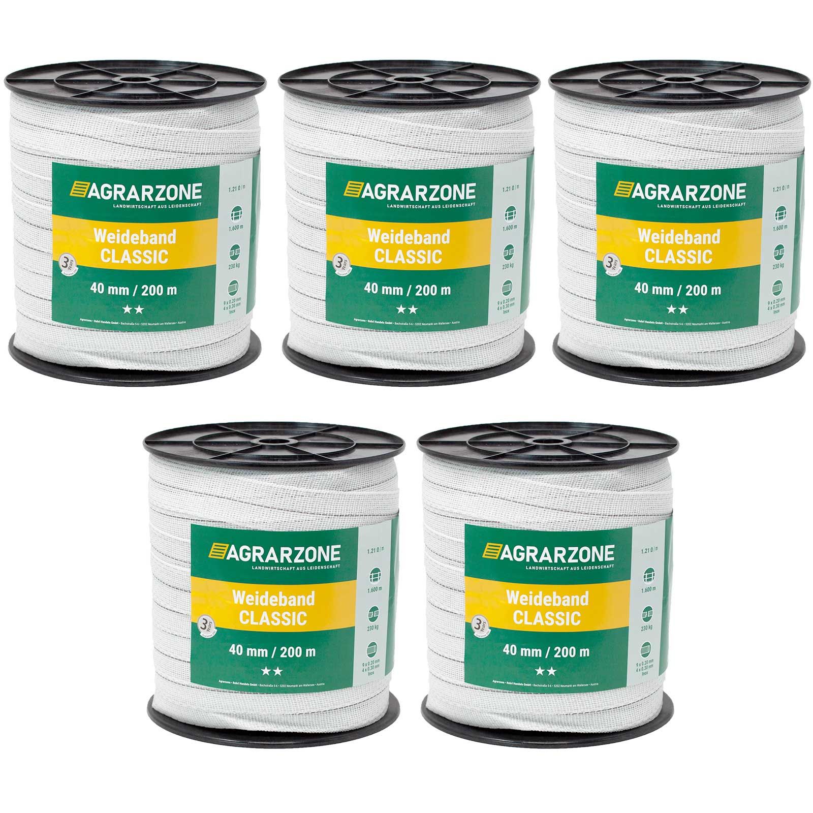 Agrarzone Classic villanypásztor szalag, 0.20 + 0.30 Niro, fehér, 1000 m x 40 mm