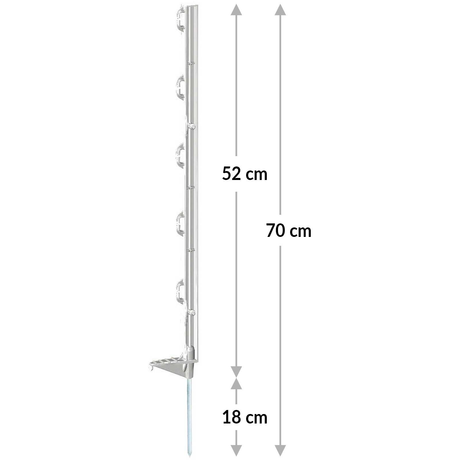 AKO Piquet en plastique Eco 70 cm, marche-pied unique (pack de 5), blanc