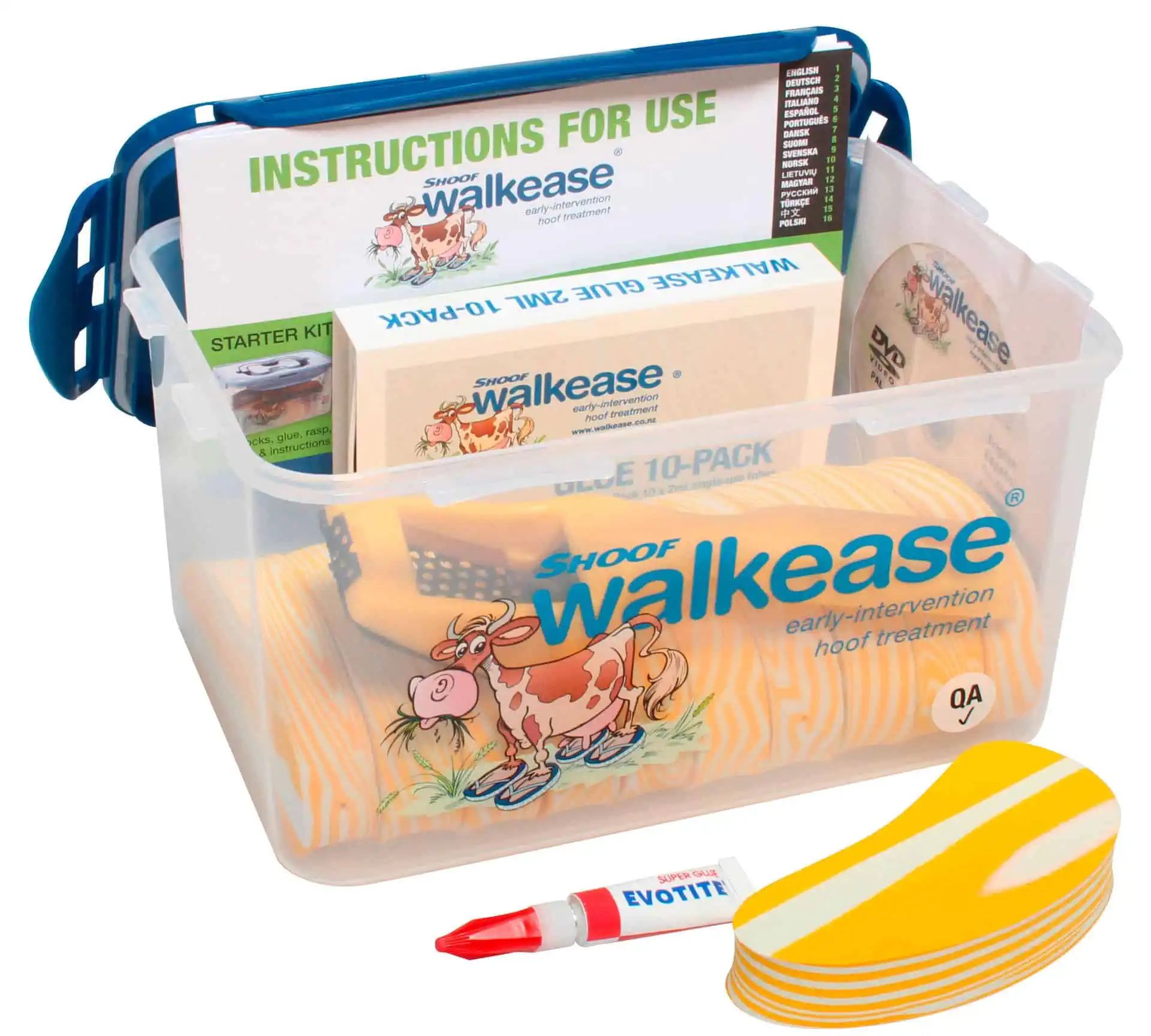 Kerbl Walkease Klauenblock-Starter-Set – EVA-Klotz mit Sekundenkleber, gelb Größe M