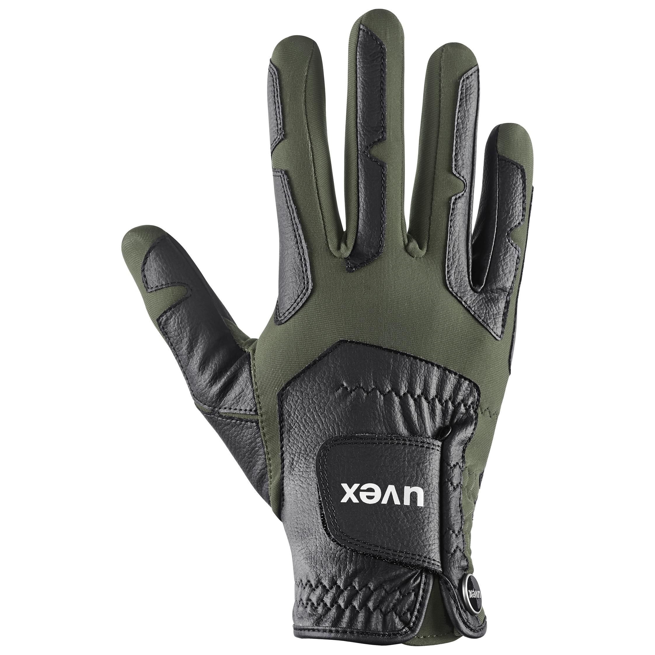 Gants d'équitation uvex ventraxion plus, 4D Stretch & Écran tactile, noir/olive, 9-10