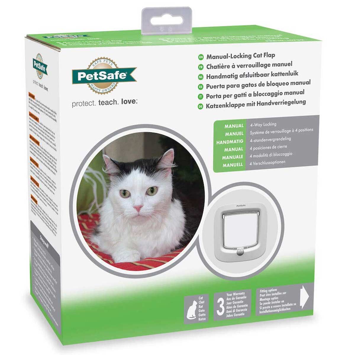 PetSafe Katzenklappe 4-Wege Staywell, weiß, für Katzen bis 8 kg, Verpackung