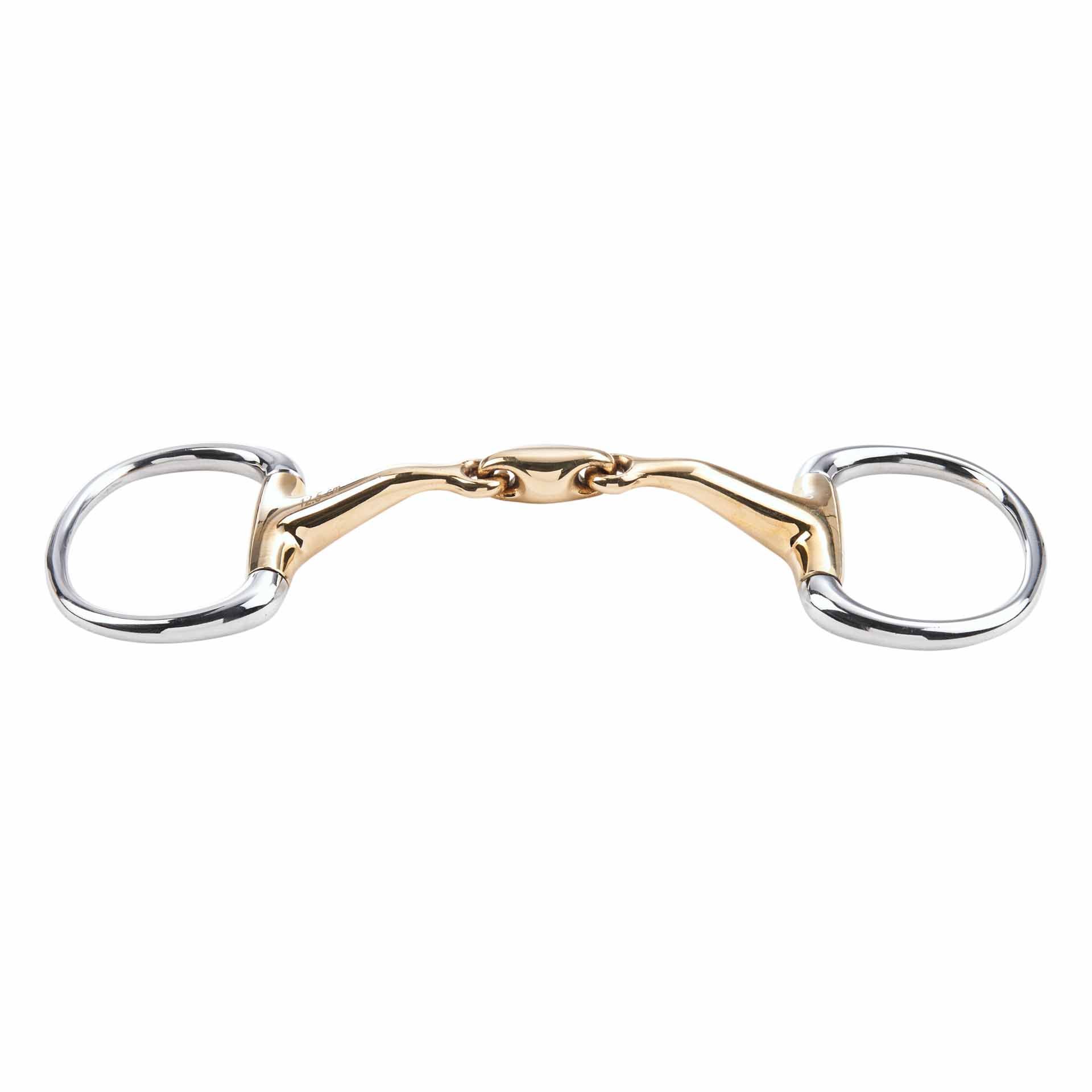BUSSE Olívafejű zabla KAUGAN-SHAPED 14 mm, duplán tört, elölnézet