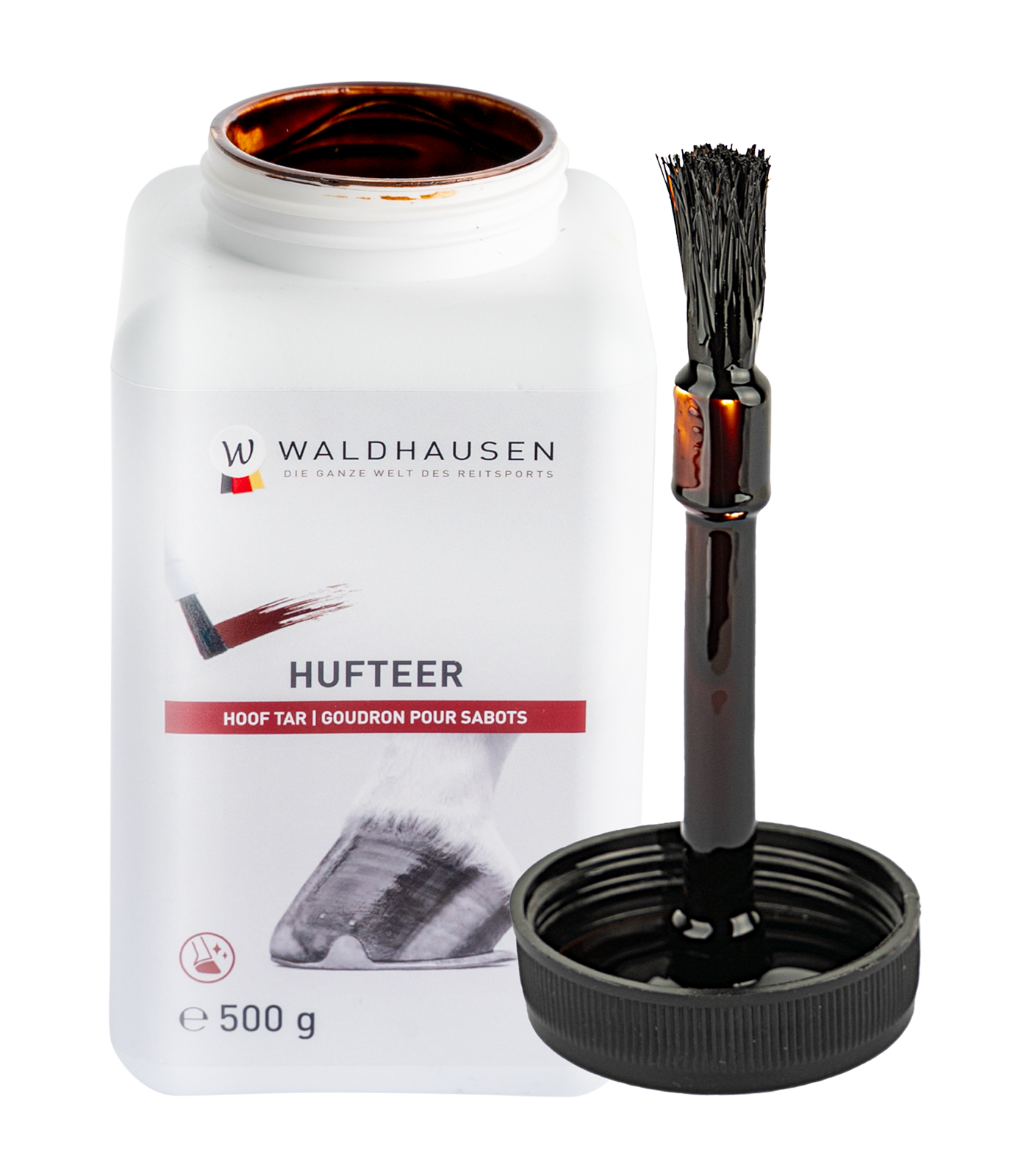 Catrame per zoccoli Waldhausen con pennello, 500 g