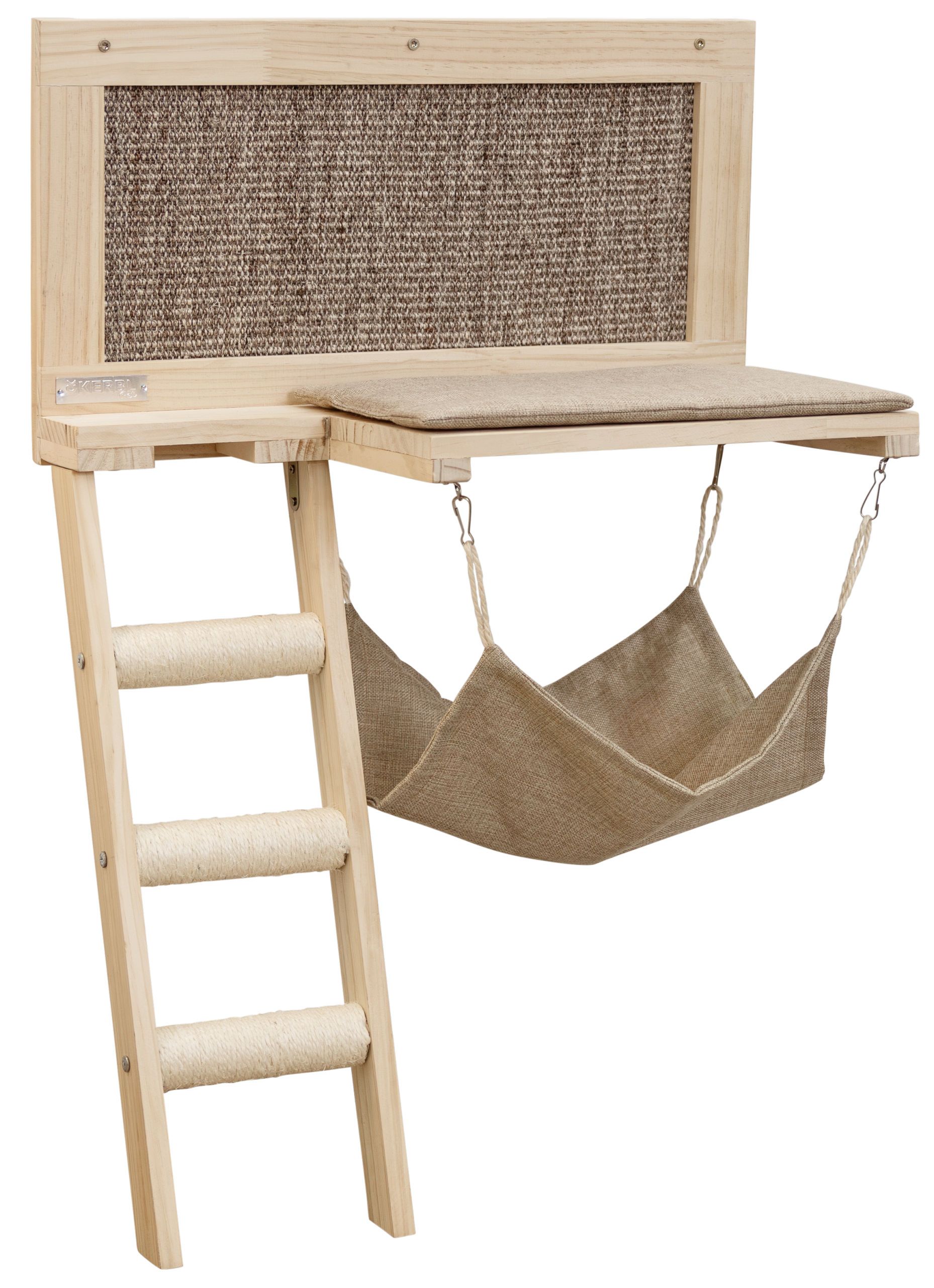 loft bed, hammock, wooden, staircase, cushion