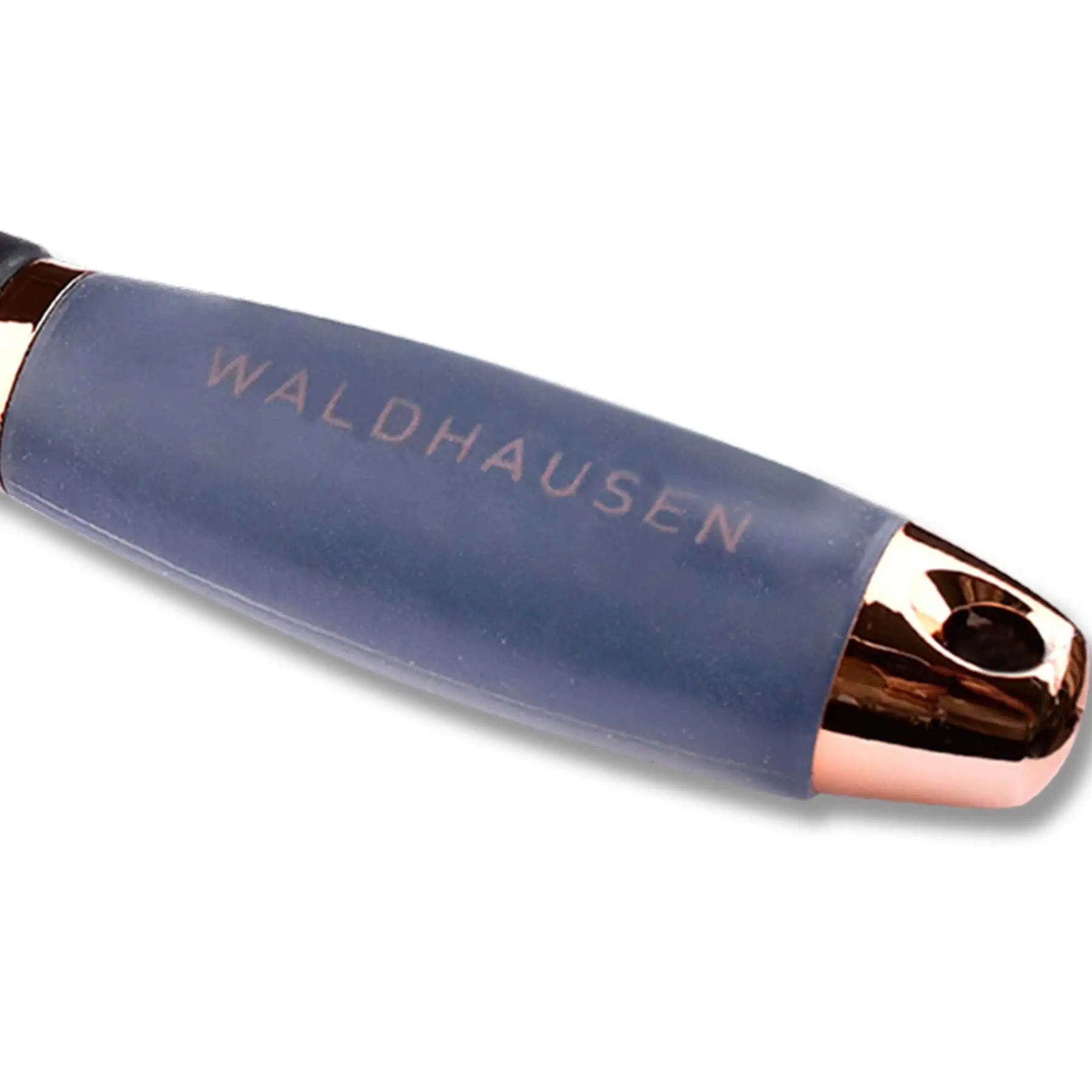 Waldhausen Federstriegel mit Gelgriff, 4 Edelstahlringe, 2 Putzstärken, Detailansicht, Griff