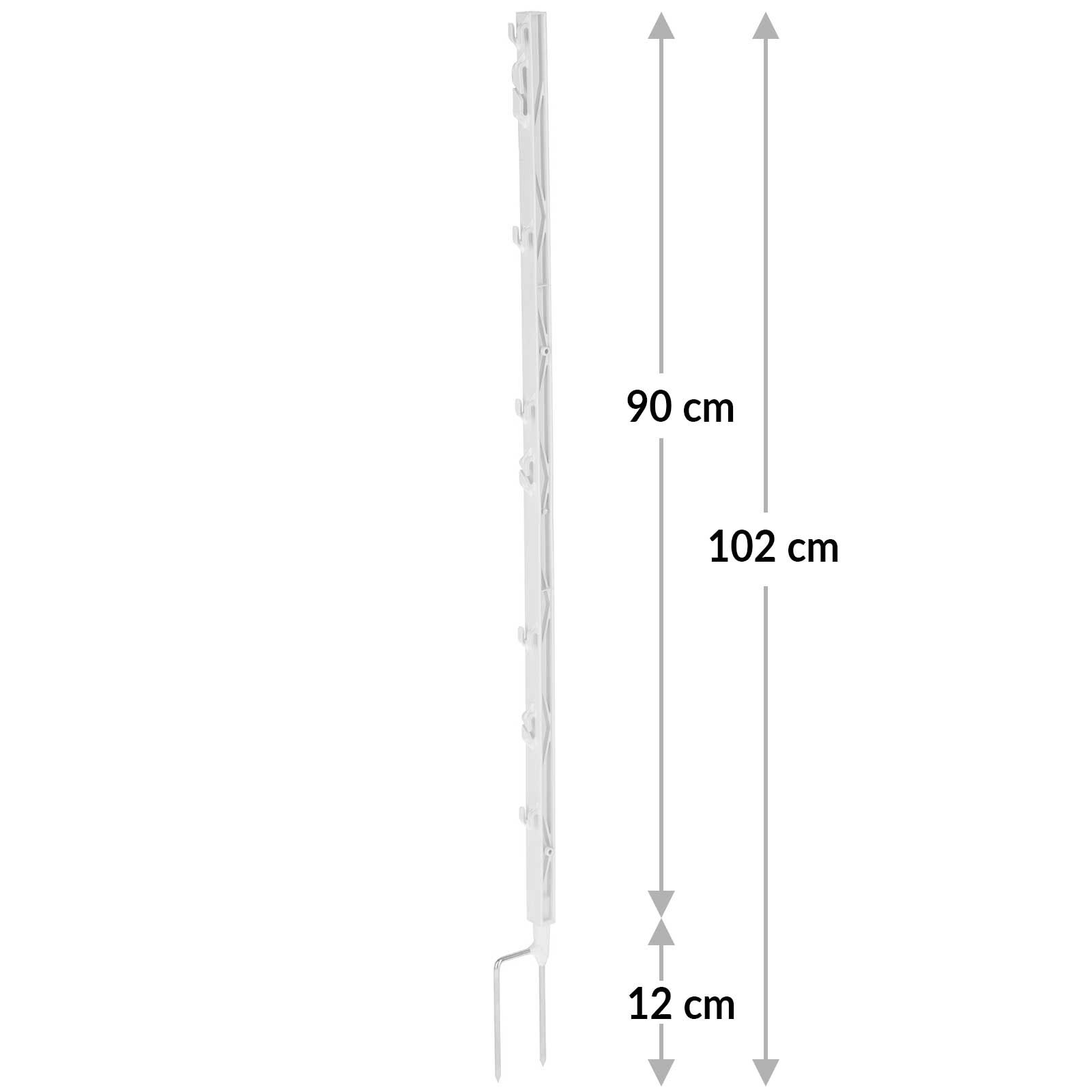 Plastic Post 102 cm, Doublespike, white, 5 pcs., dimensioned drawing