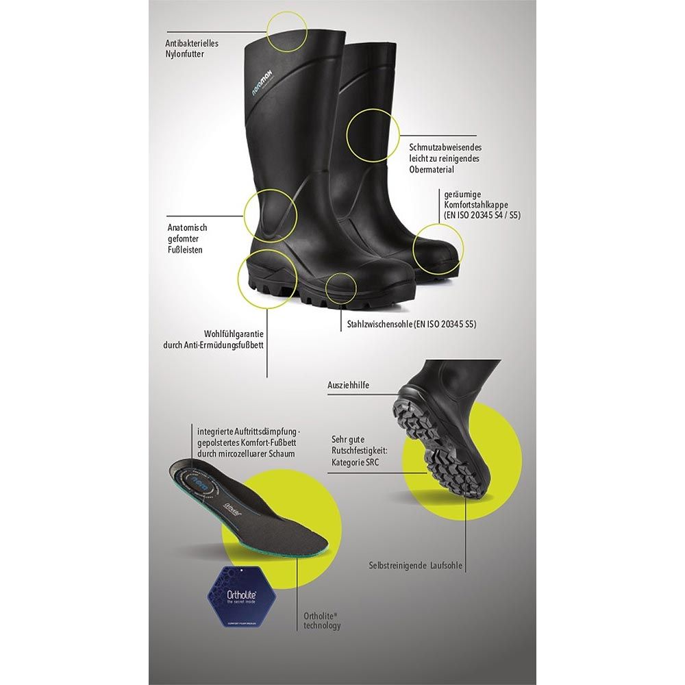 Nora Noramax PU-Sicherheitsstiefel S5 mit Stahlkappe, extrem leicht, Größe 46