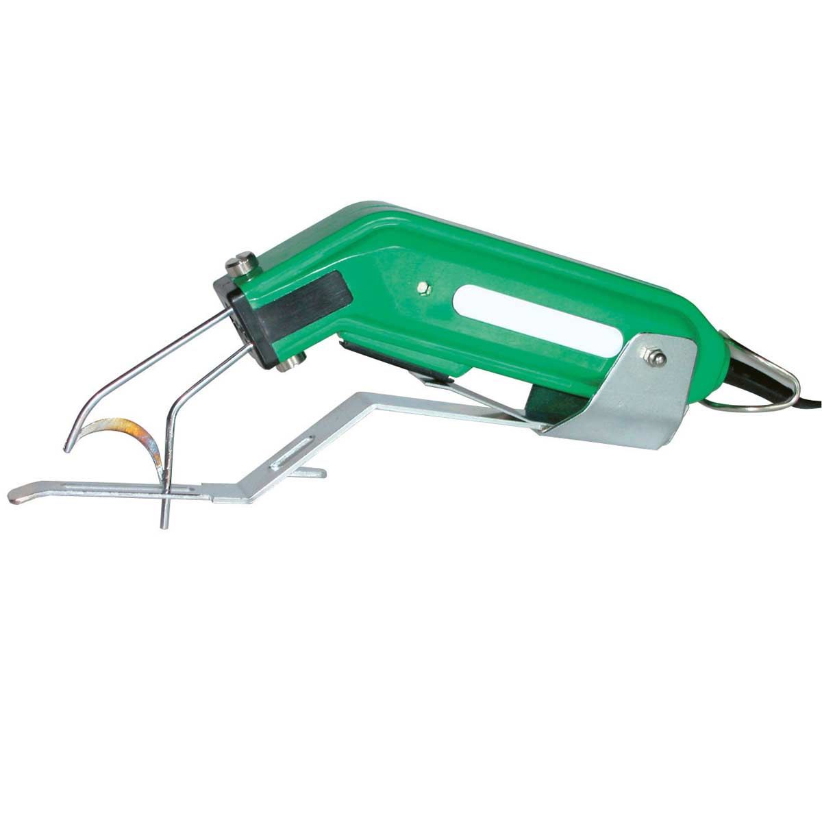 Outil de coupe électrique vert avec étrier métallique et câble