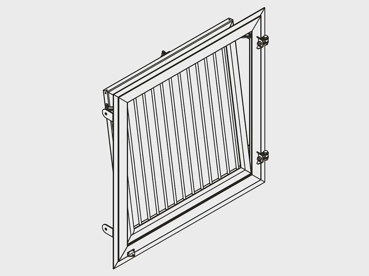 Growi Stallfenster gerade, dreh-kippbar, robust, 1x1 m, für Stallgebäude, Montageschema